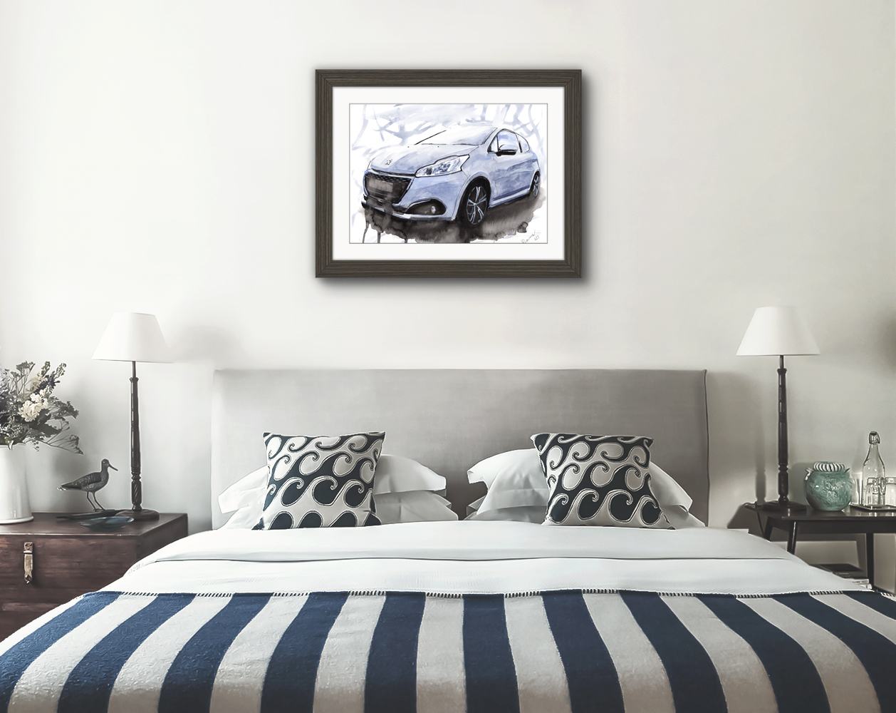 Peugeot 208 Print. Peugeot 208 Poster. Gifts For Him. Hand Painted Art. birthday gift