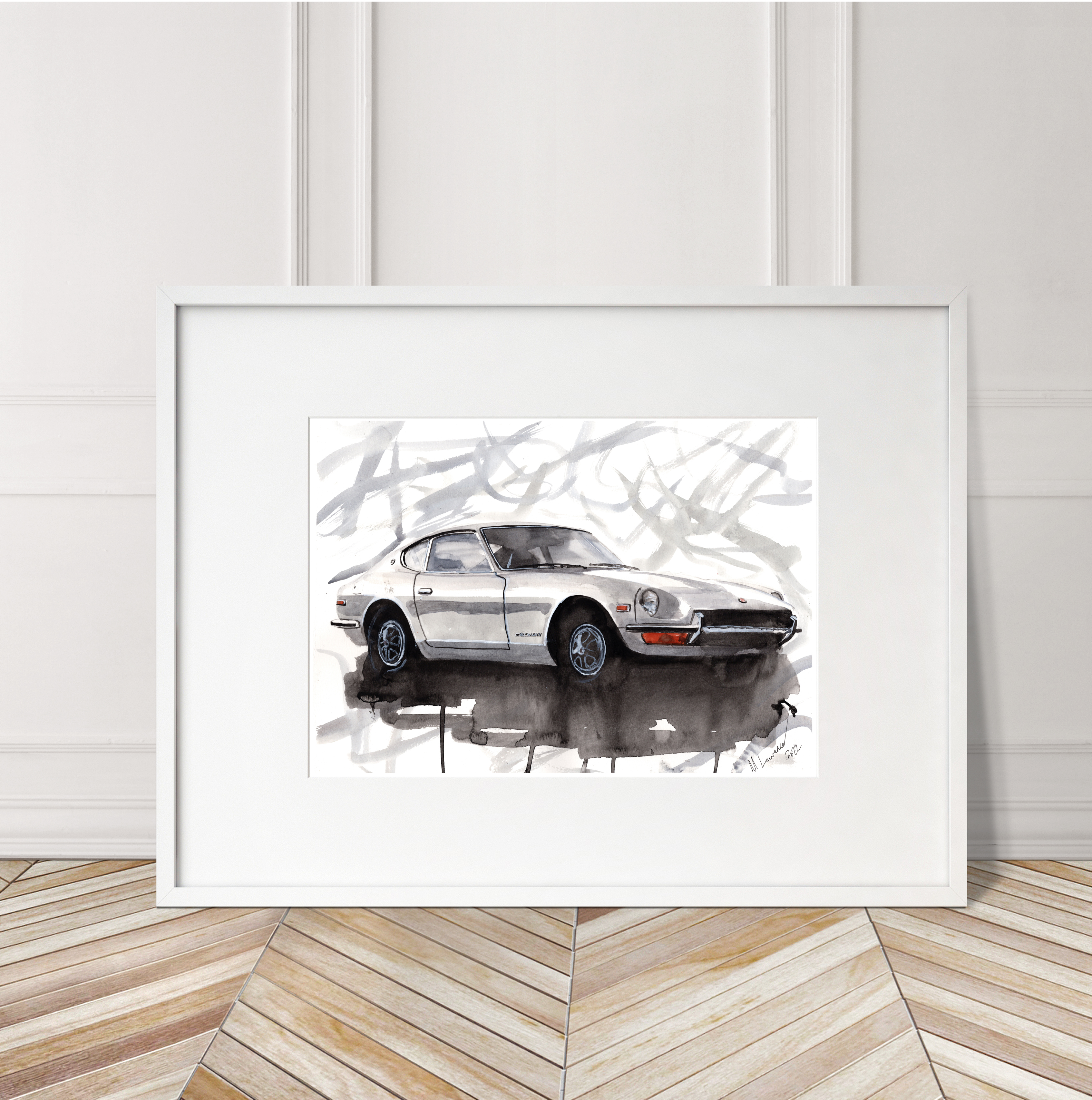 Nissan 240z Print. Nissan 240z Poster. Gifts For Him. Hand Painted Art. birthday gift