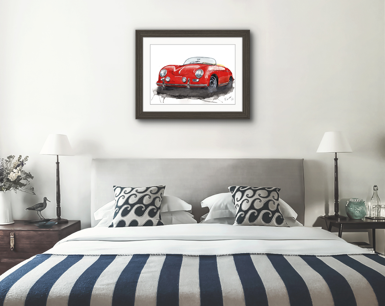 Porsche 356 Print. Porsche 356 Poster. Gifts For Him. Hand Painted Art. birthday gift