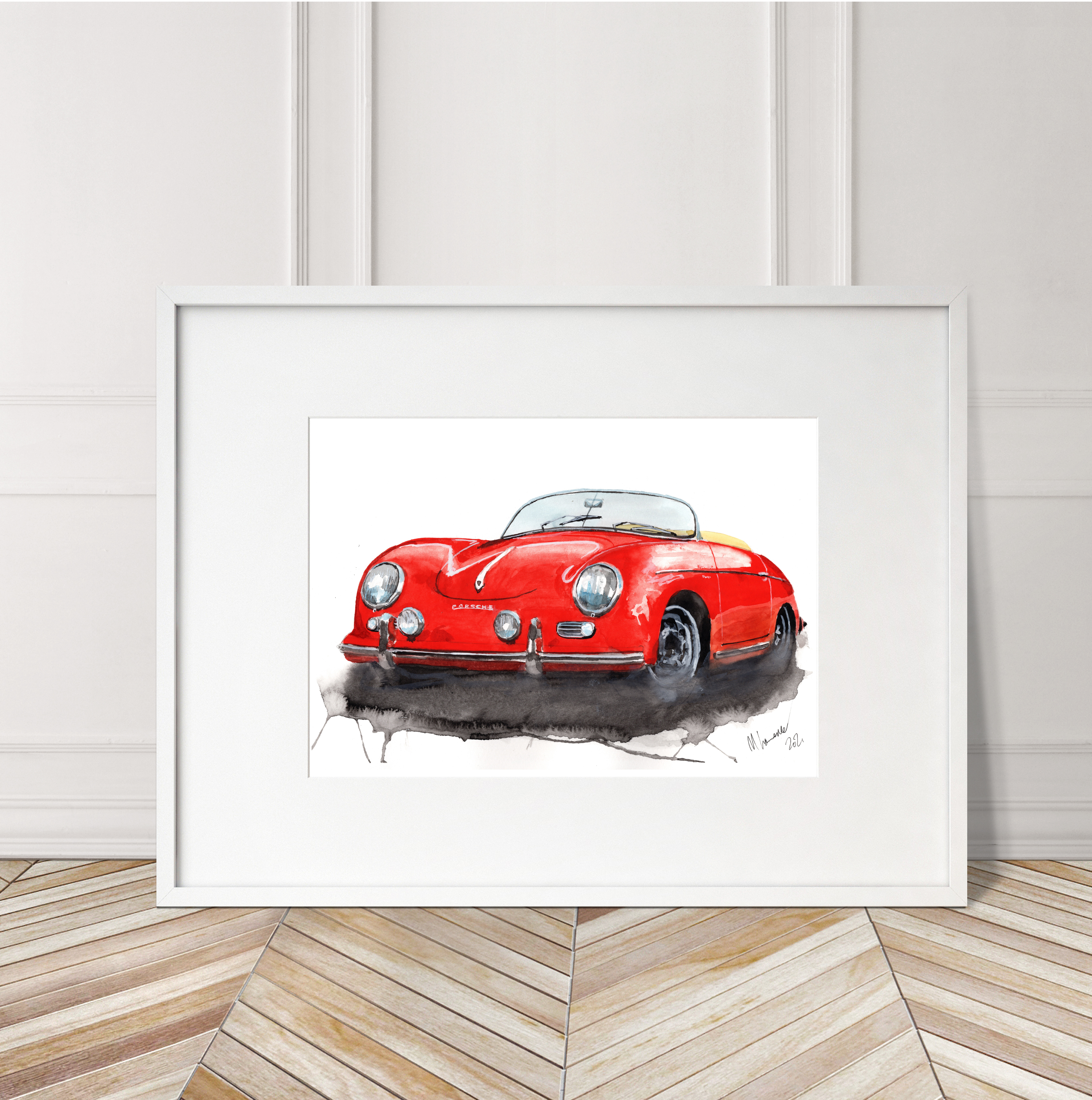 Porsche 356 Print. Porsche 356 Poster. Gifts For Him. Hand Painted Art. birthday gift