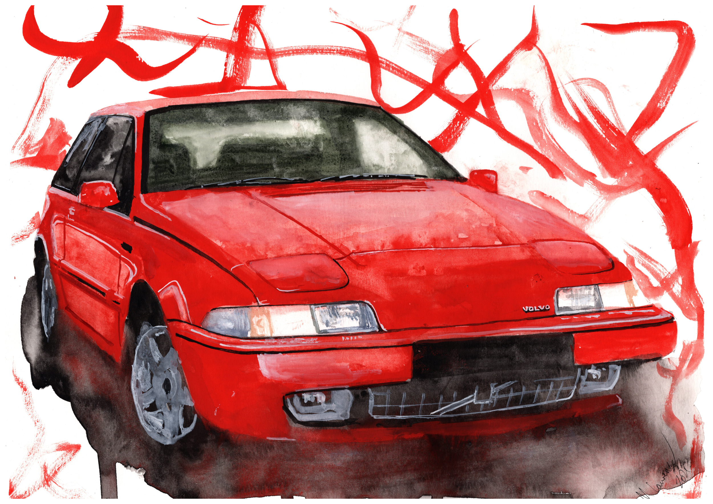 Volvo 480 Print. Volvo 480 Poster. Gifts For Him. Hand Painted Art. birthday gift