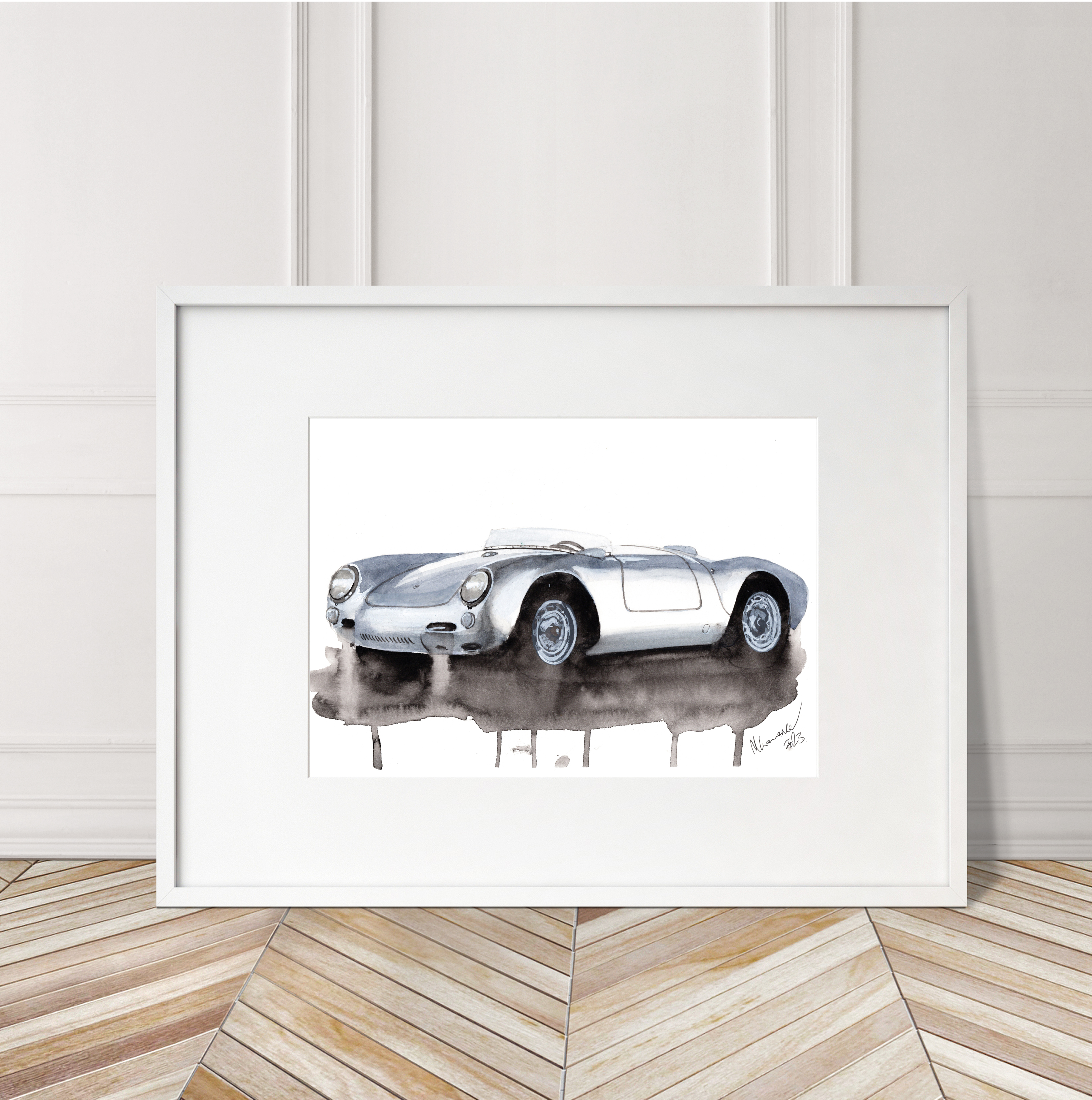 Porsche 550 Print. Porsche 550 Poster. Gifts For Him. Hand Painted Art. birthday gift
