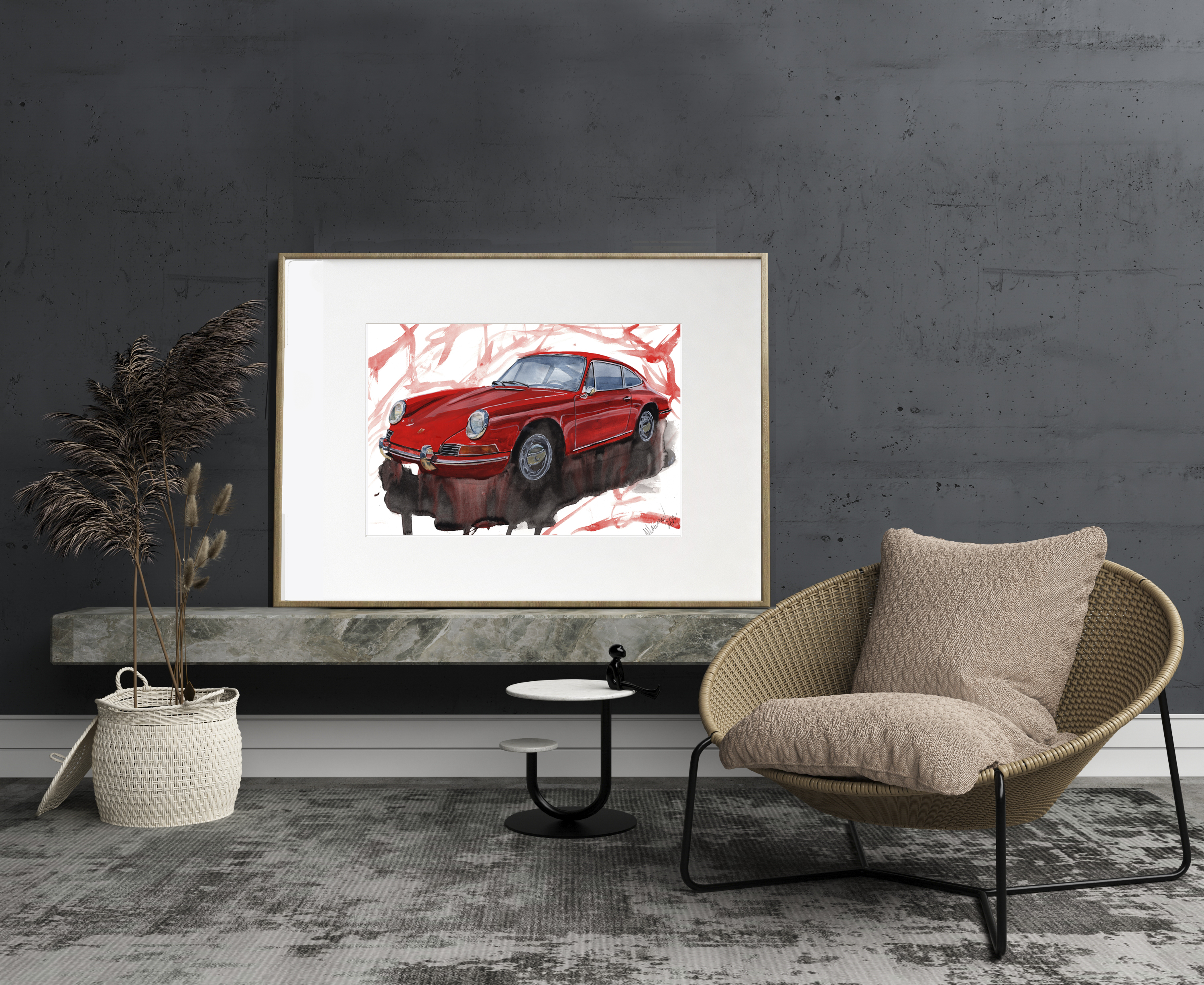Porsche 912 Print. Porsche 912 Poster. Gifts For Him. Hand Painted Art. birthday gift