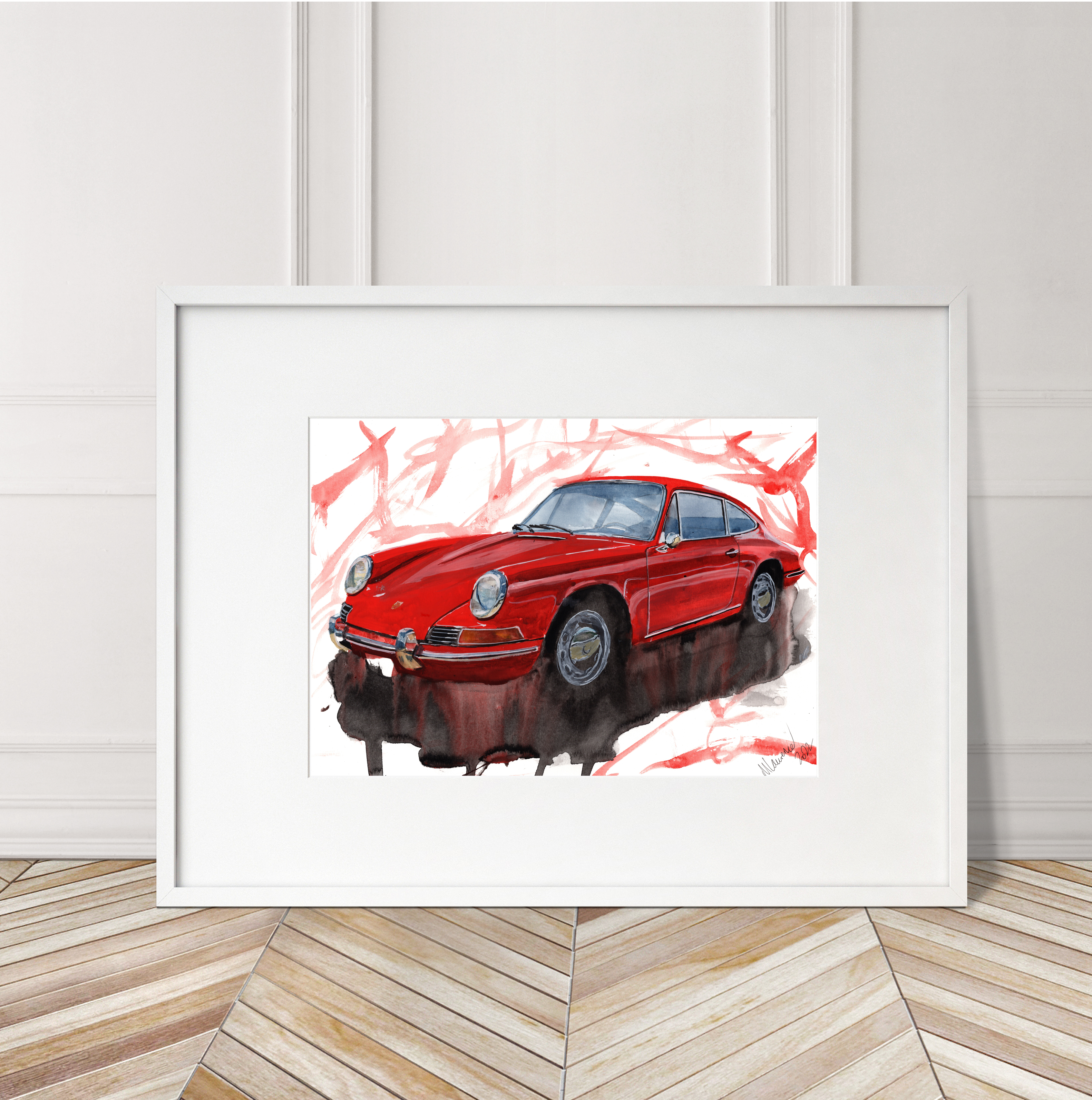 Porsche 912 Print. Porsche 912 Poster. Gifts For Him. Hand Painted Art. birthday gift