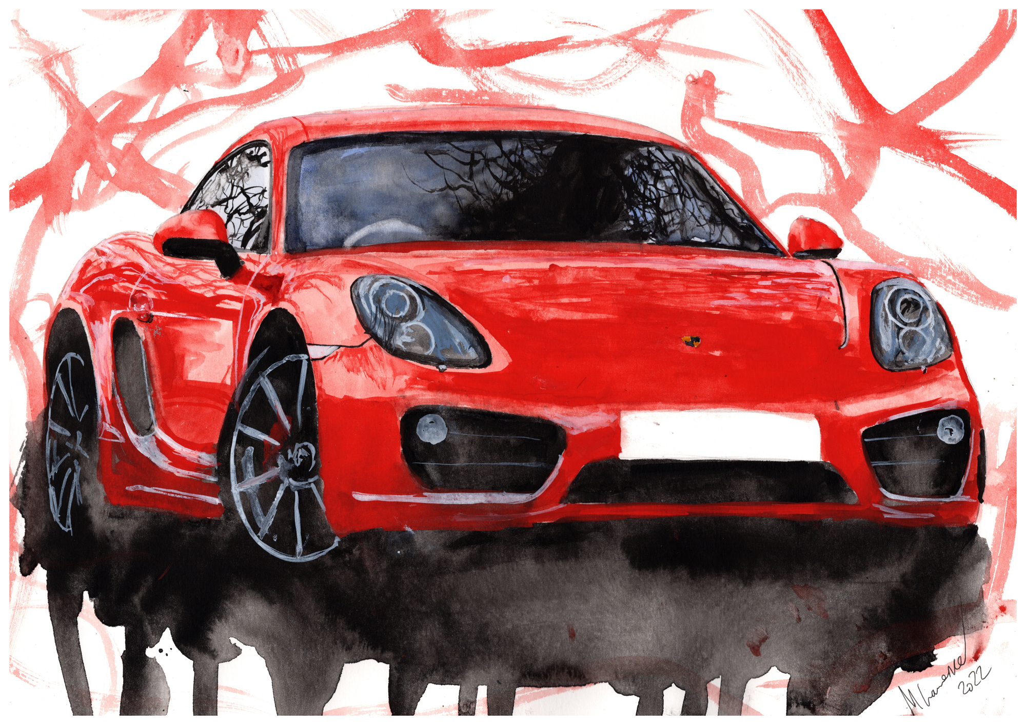 Porsche 918 Print. Porsche 918 Poster. Gifts For Him. Hand Painted Art. birthday gift