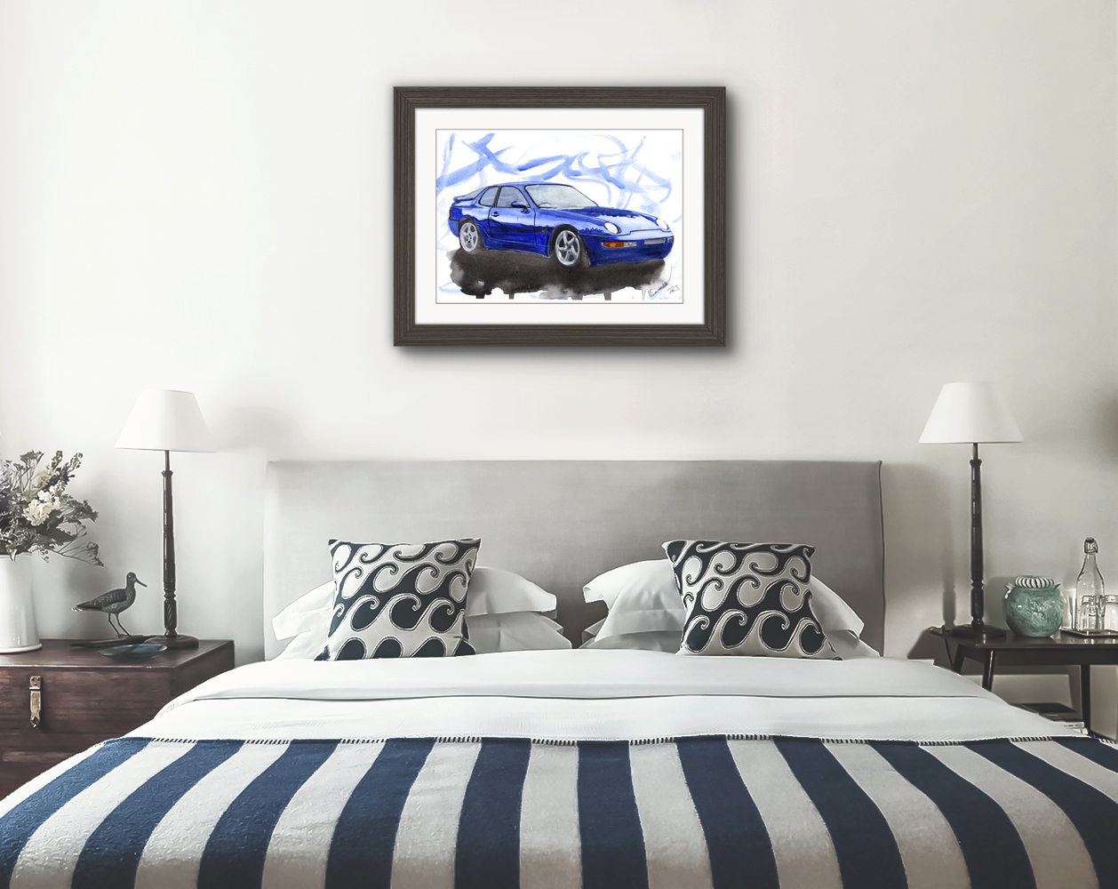 Porsche 968 Print. Porsche 968 Poster. Gifts For Him. Hand Painted Art. birthday gift