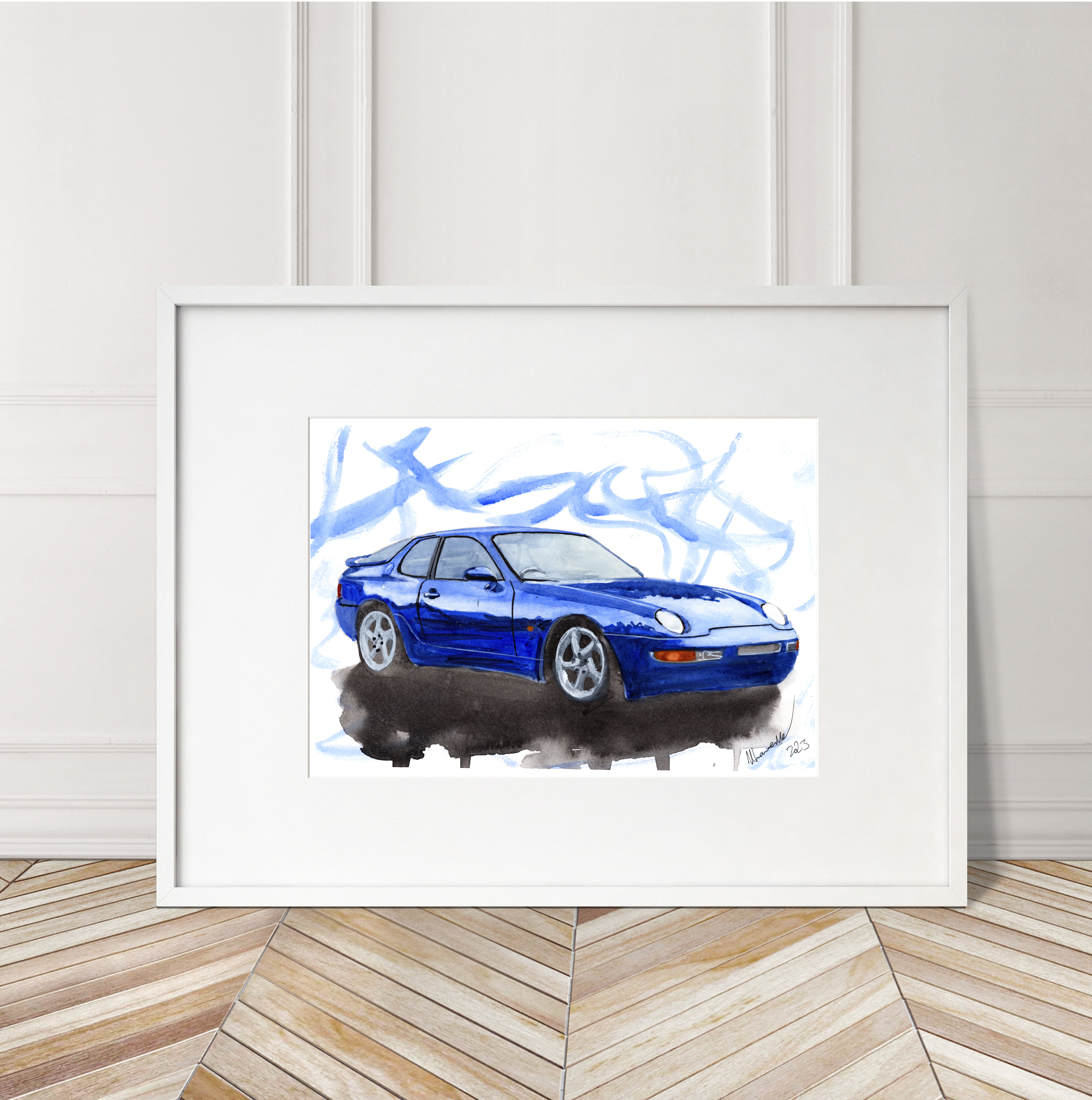 Porsche 968 Print. Porsche 968 Poster. Gifts For Him. Hand Painted Art. birthday gift