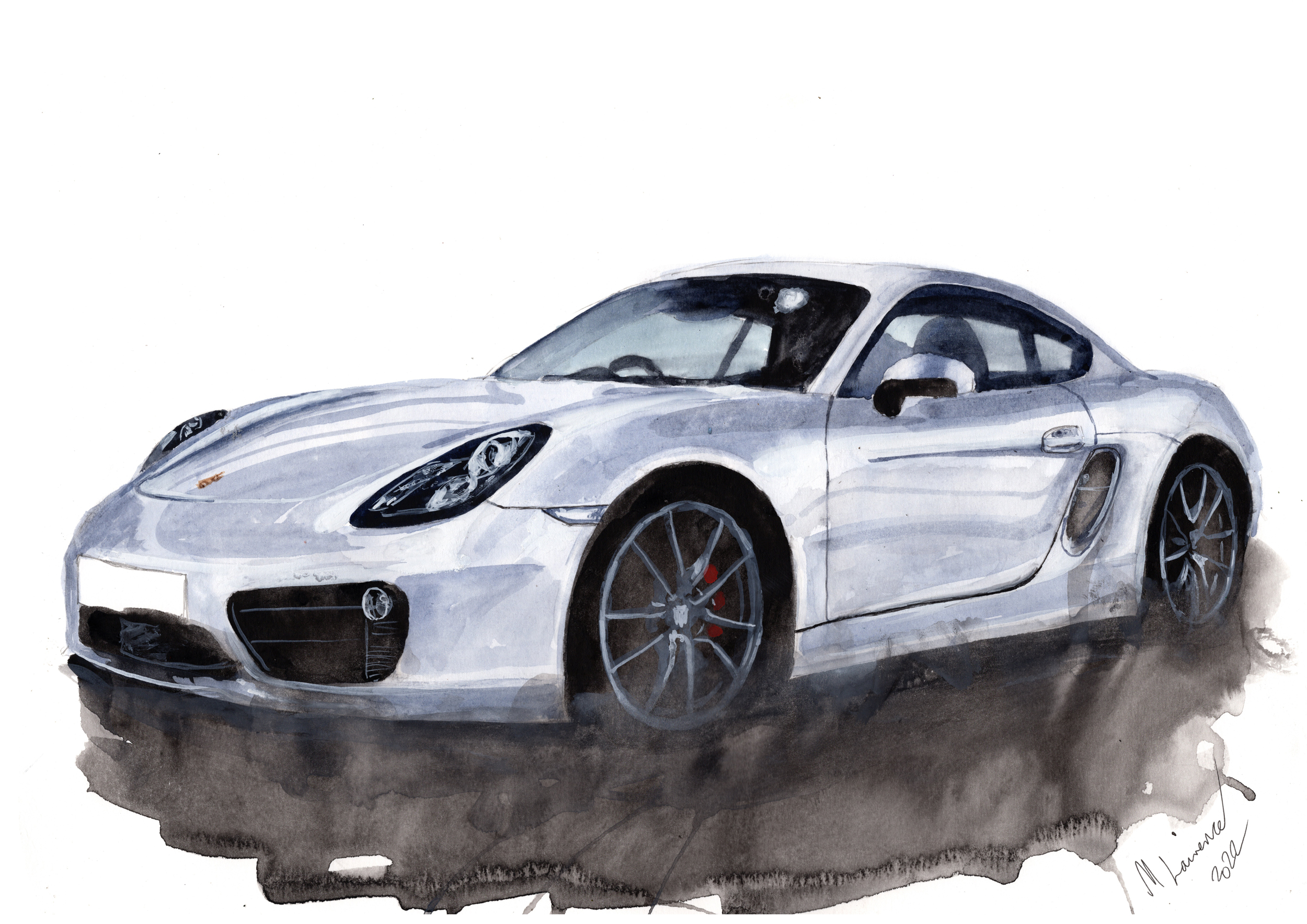 Porsche 981 Print. Porsche 981 Poster. Gifts For Him. Hand Painted Art. birthday gift