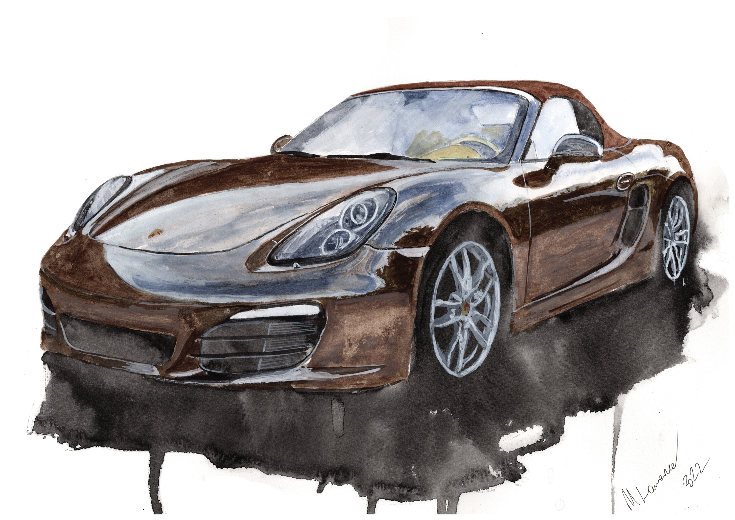 Porsche 981 Print. Porsche 981 Poster. Gifts For Him. Hand Painted Art. birthday gift
