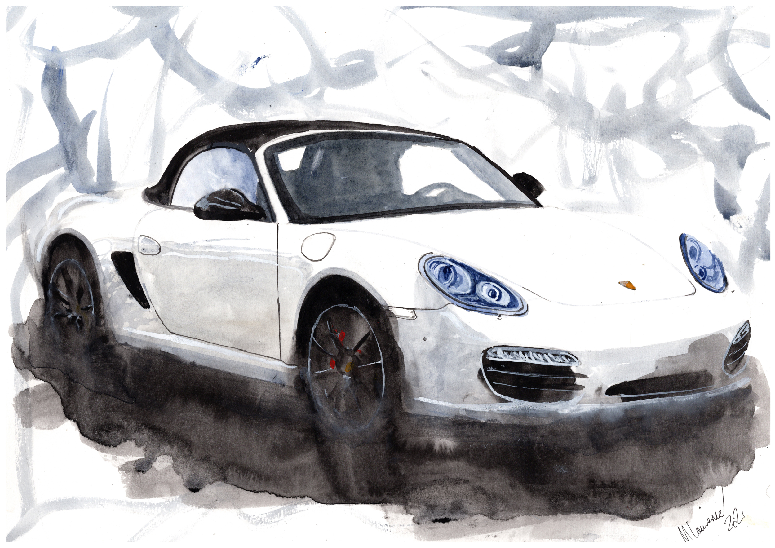 Porsche 987 Print. Porsche 987 Poster. Gifts For Him. Hand Painted Art. birthday gift
