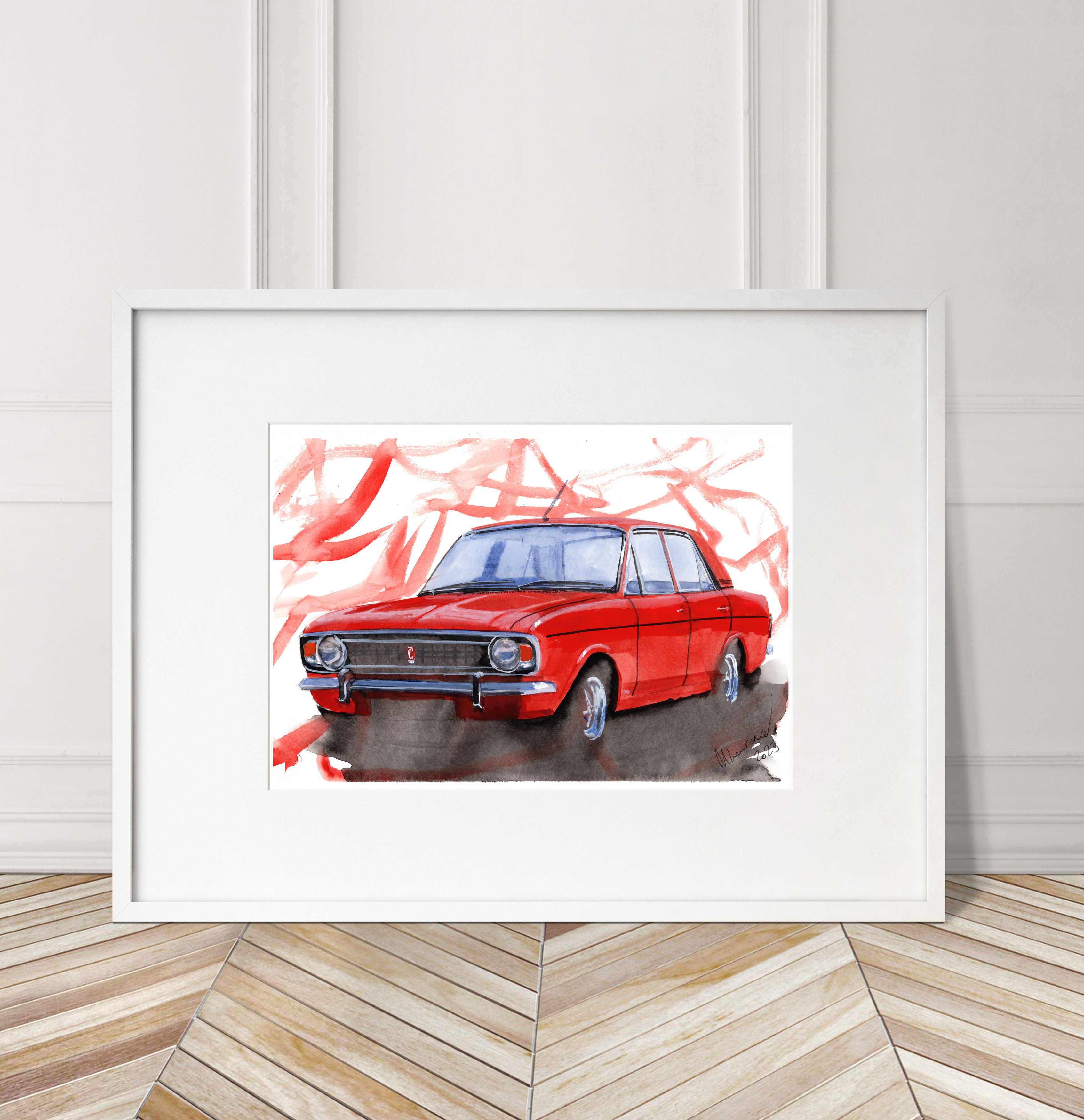 Ford Cortina 1600e Print. Ford Cortina 1600e Poster. Gifts For Him. Hand Painted Art. birthday gift