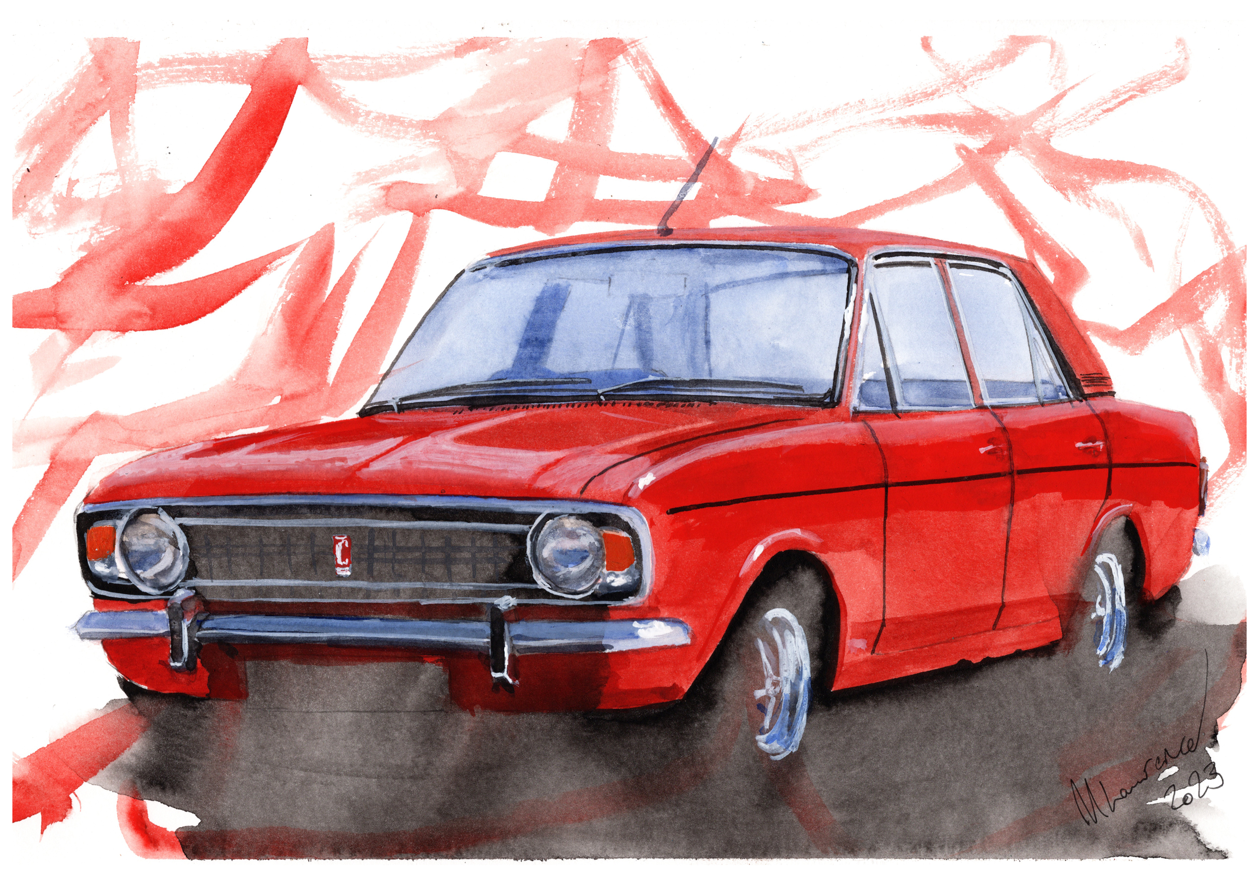 Ford Cortina 1600e Print. Ford Cortina 1600e Poster. Gifts For Him. Hand Painted Art. birthday gift