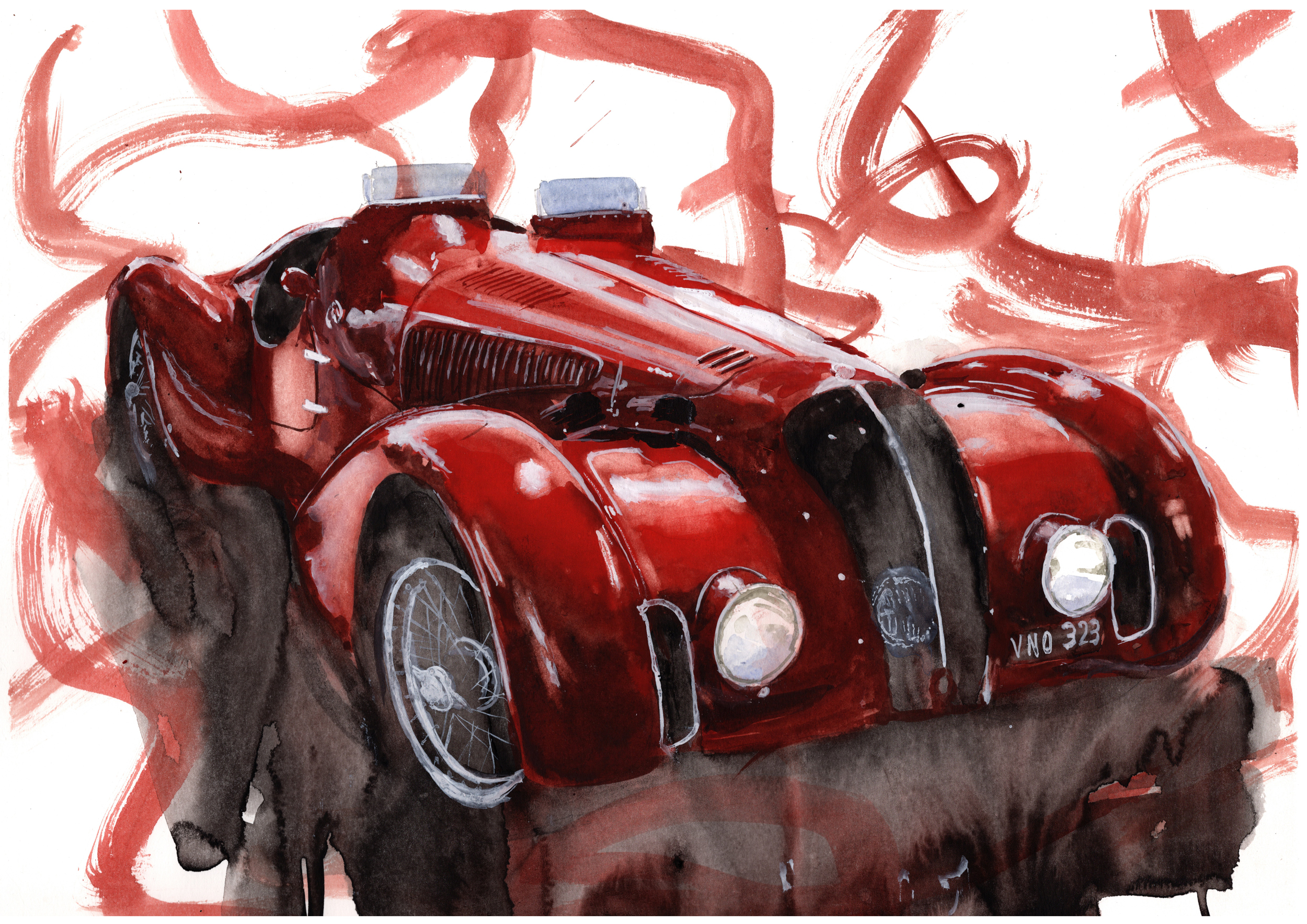 Alfa Romeo 2300c Print. Alfa Romeo 2300c Poster. Gifts For Him. Hand Painted Art. birthday gift