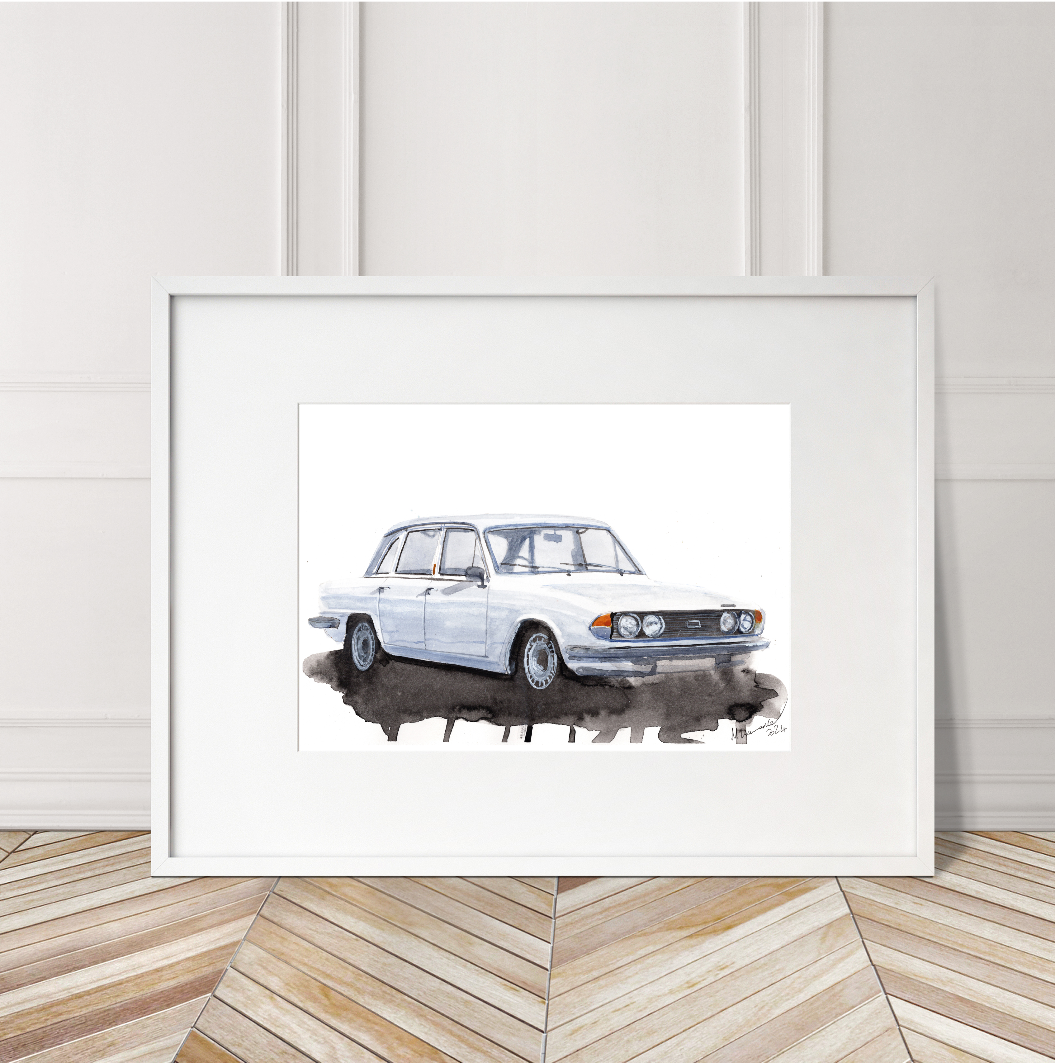 Triumph 2500 PI Print. Triumph 2500 PI Poster. Gifts For Him. Hand Painted Art. birthday gift