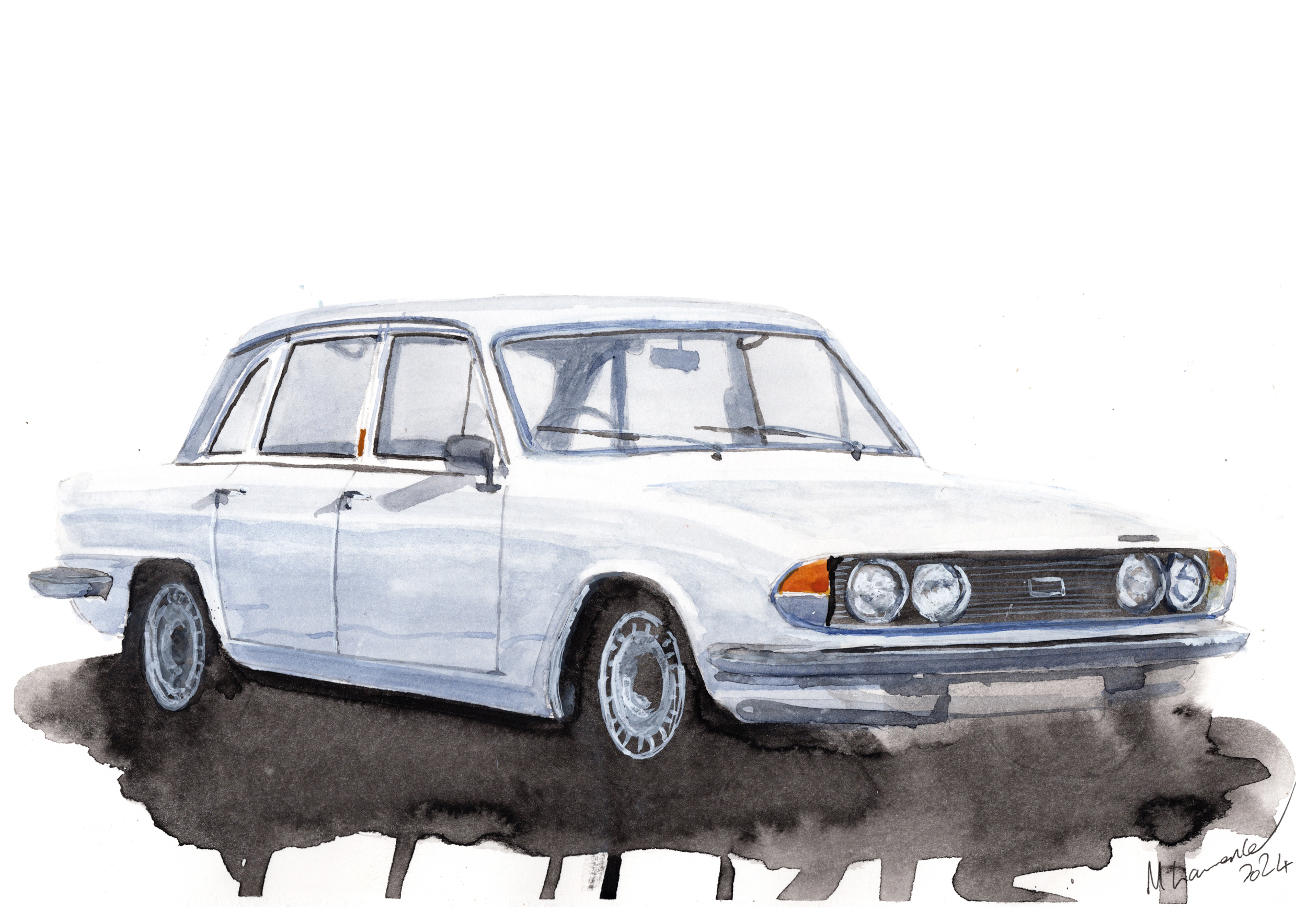 Triumph 2500 PI Print. Triumph 2500 PI Poster. Gifts For Him. Hand Painted Art. birthday gift