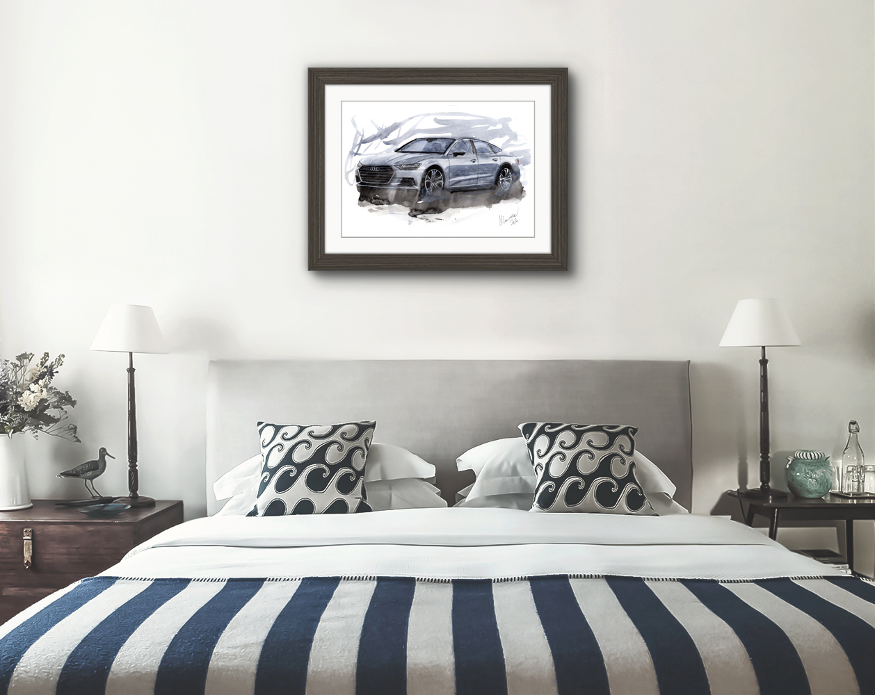 Audi A7 Sportback Print. Audi A7 Sportback Poster. Gifts For Him. Hand Painted Art. birthday gift