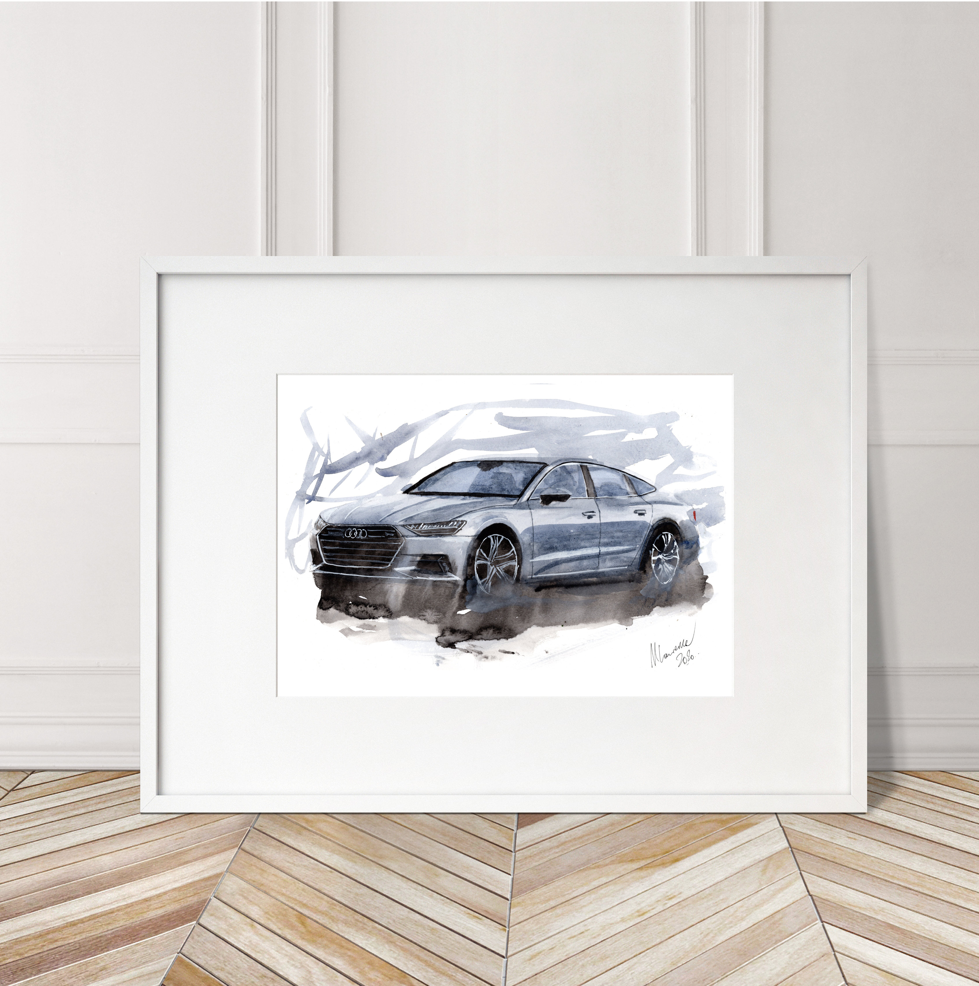Audi A7 Sportback Print. Audi A7 Sportback Poster. Gifts For Him. Hand Painted Art. birthday gift