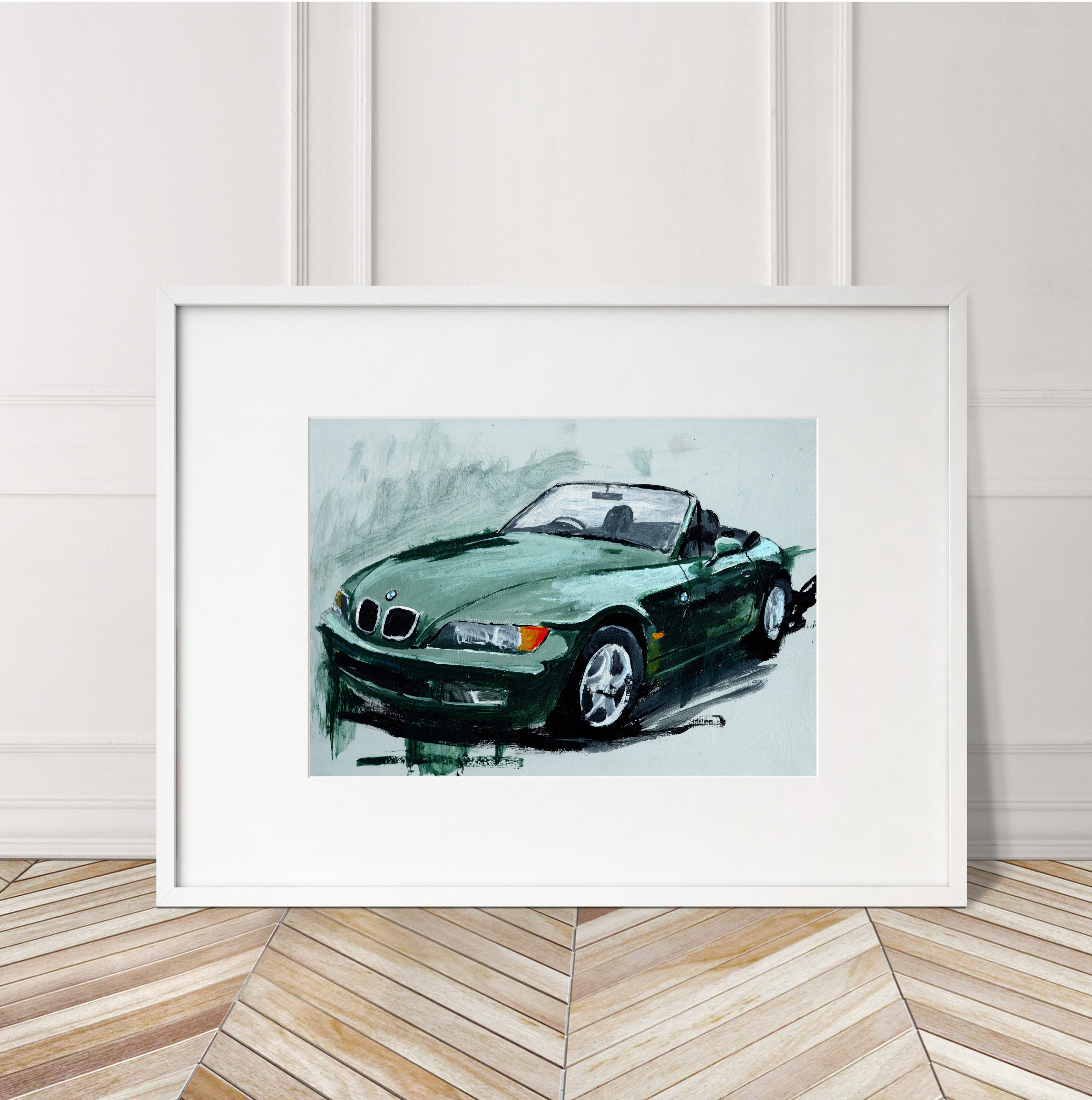BMW Z3 Print. BMW Z3 Poster. Gifts For Him. Hand Painted Art. birthday gift