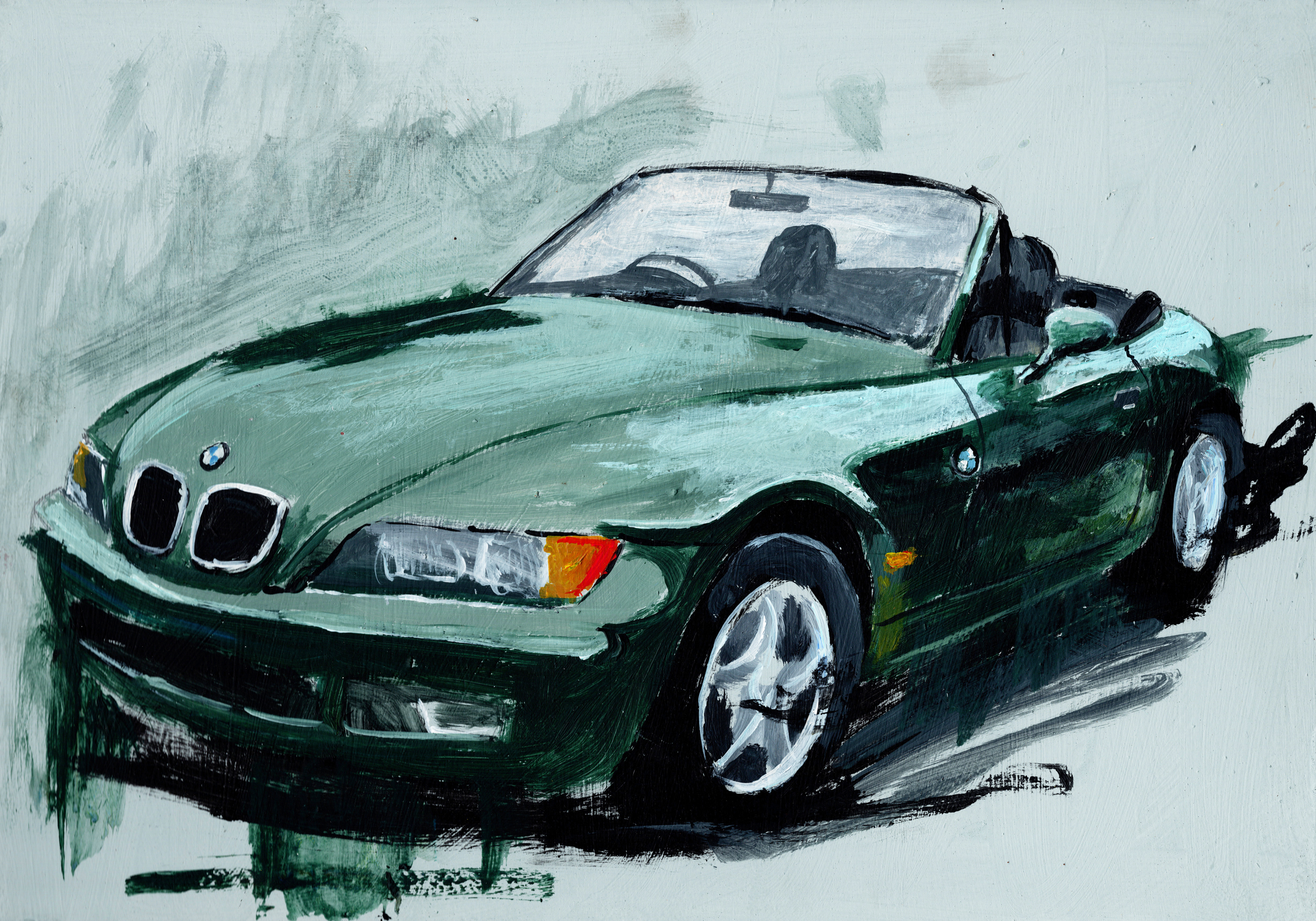 BMW Z3 Print. BMW Z3 Poster. Gifts For Him. Hand Painted Art. birthday gift