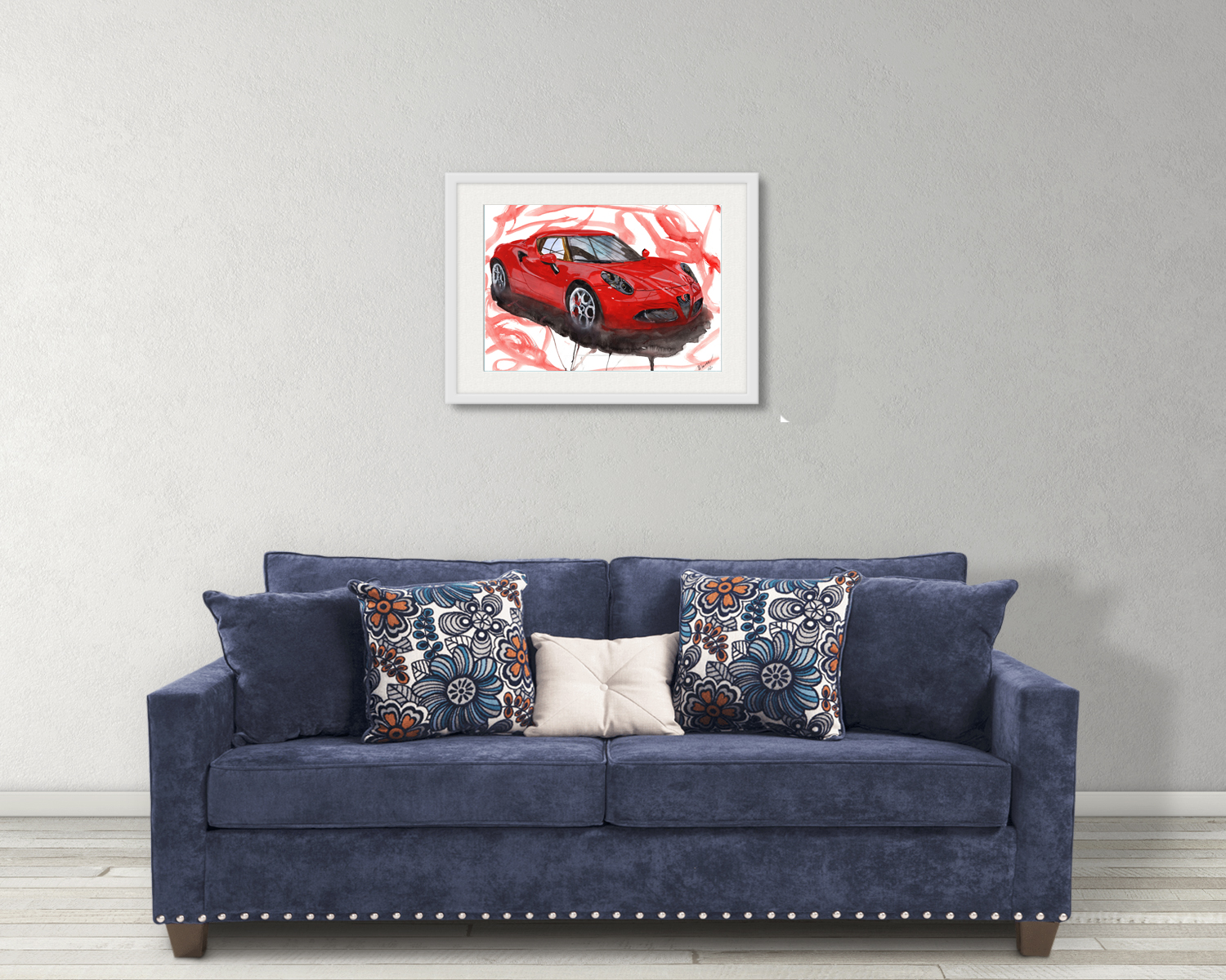 Alfa Romeo 4C Print. Alfa Romeo 4C Poster. Gifts For Him. Hand Painted Art. birthday gift