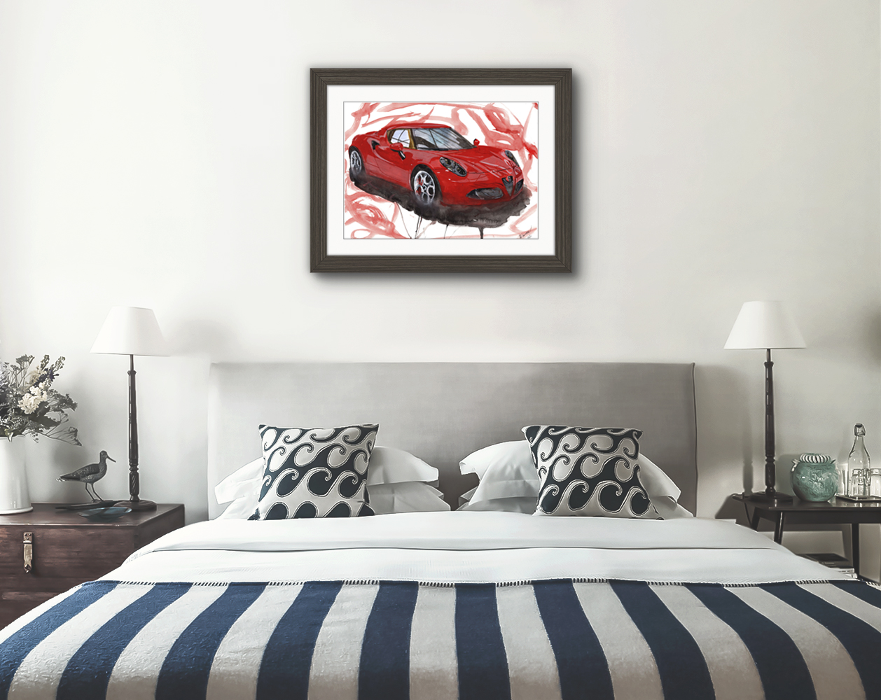 Alfa Romeo 4C Print. Alfa Romeo 4C Poster. Gifts For Him. Hand Painted Art. birthday gift