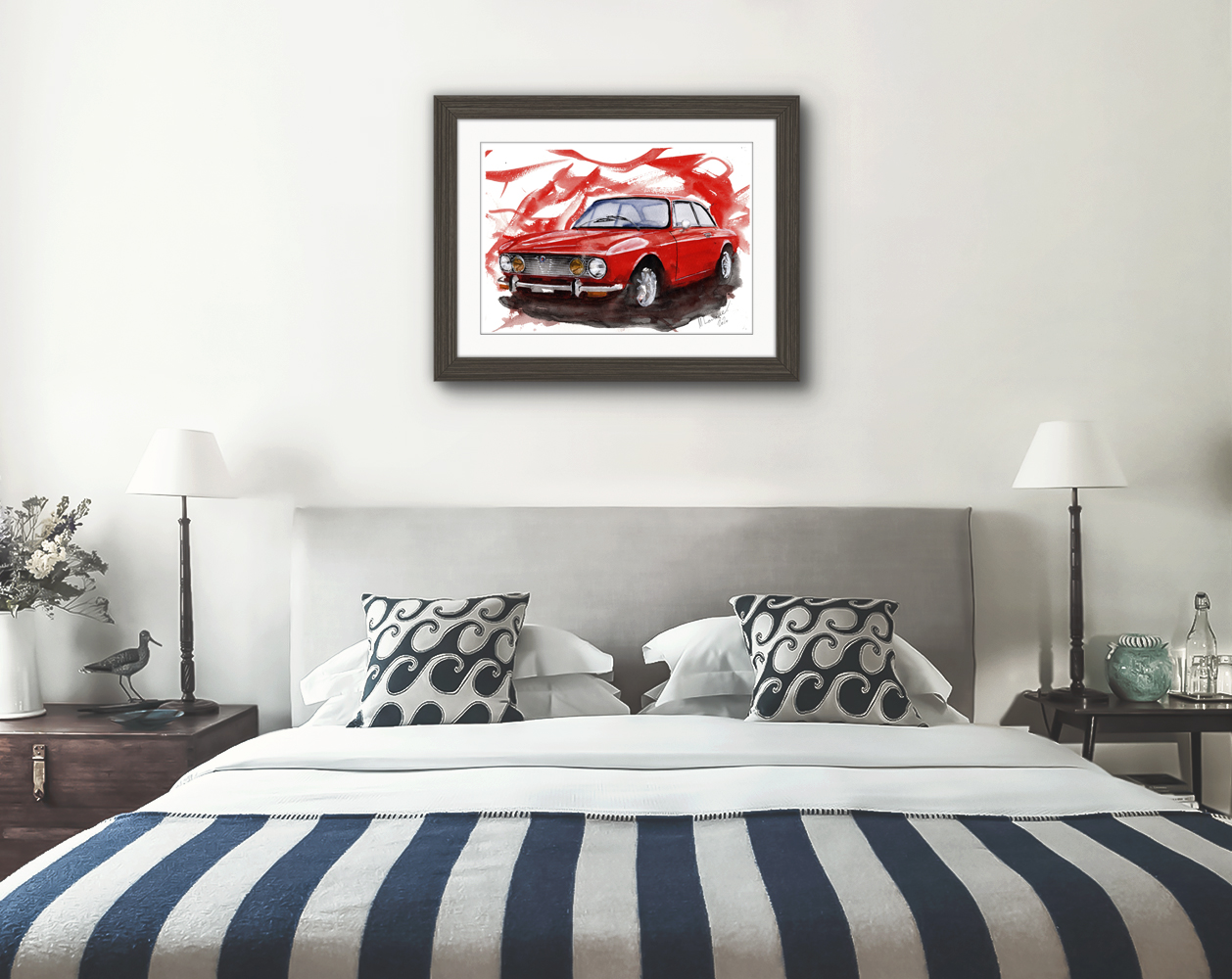 Alfa Romeo GTV Print. Alfa Romeo GTV Poster. Gifts For Him. Hand Painted Art. birthday gift