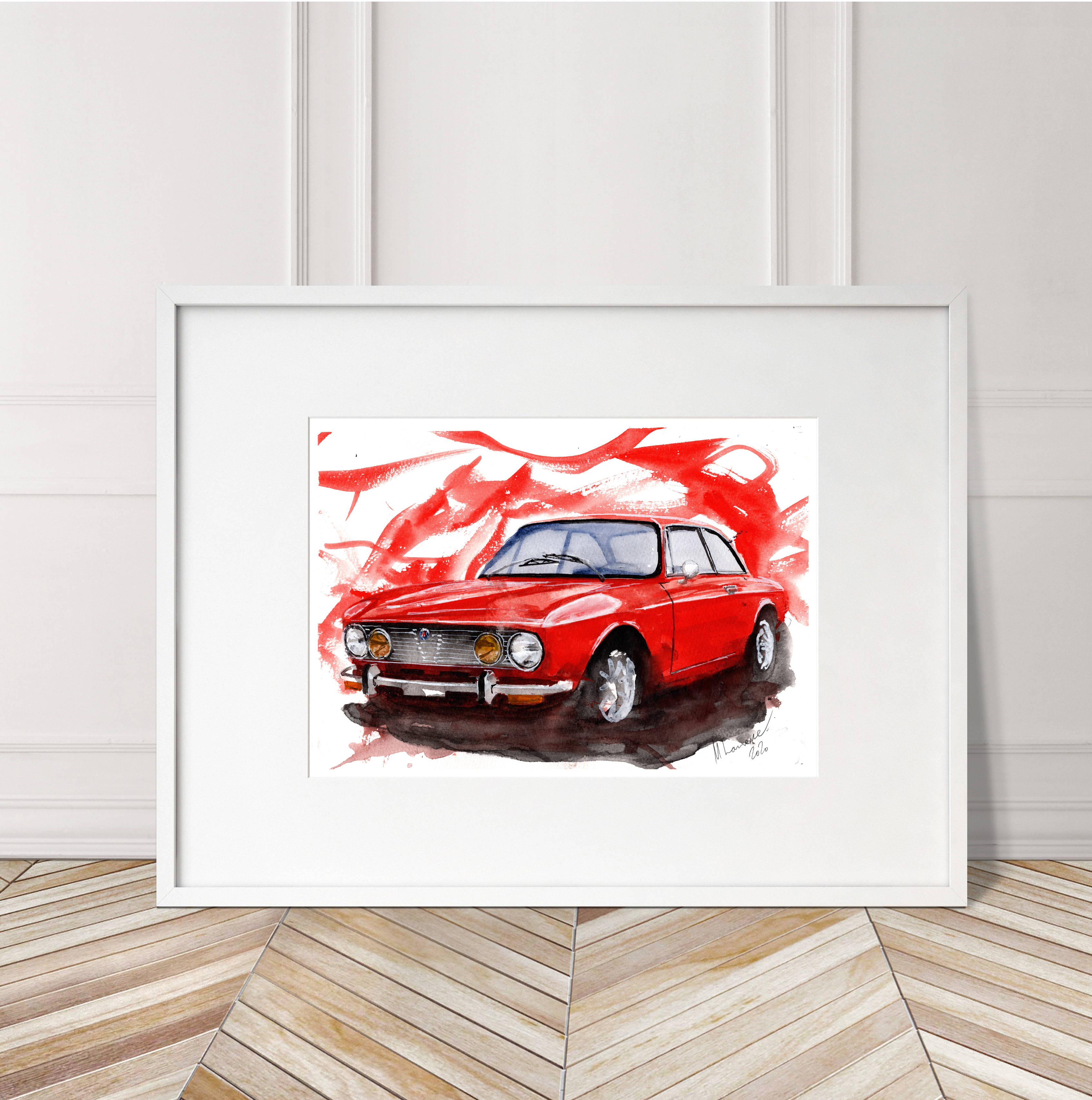 Alfa Romeo GTV Print. Alfa Romeo GTV Poster. Gifts For Him. Hand Painted Art. birthday gift
