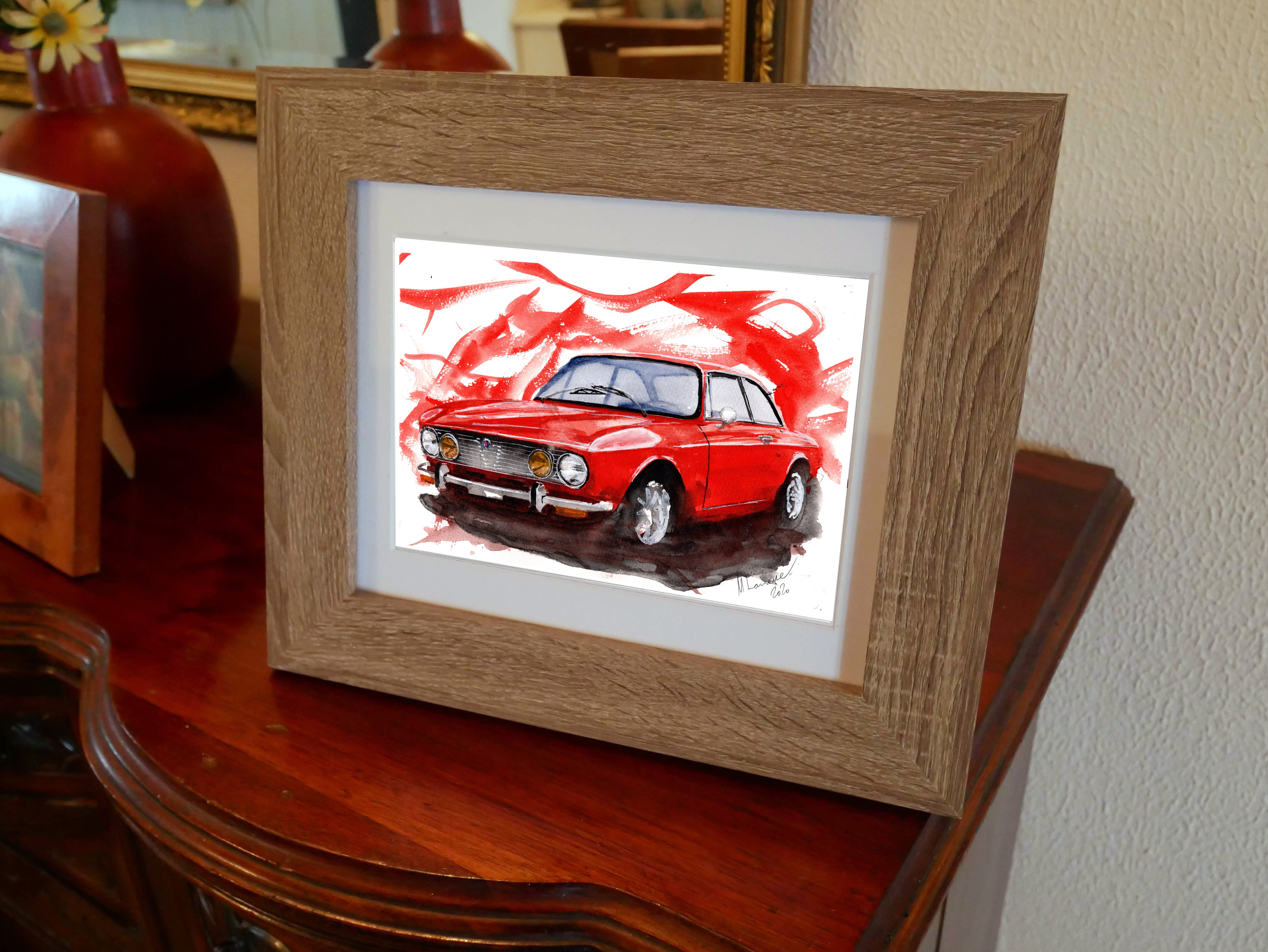 Alfa Romeo GTV Print. Alfa Romeo GTV Poster. Gifts For Him. Hand Painted Art. birthday gift