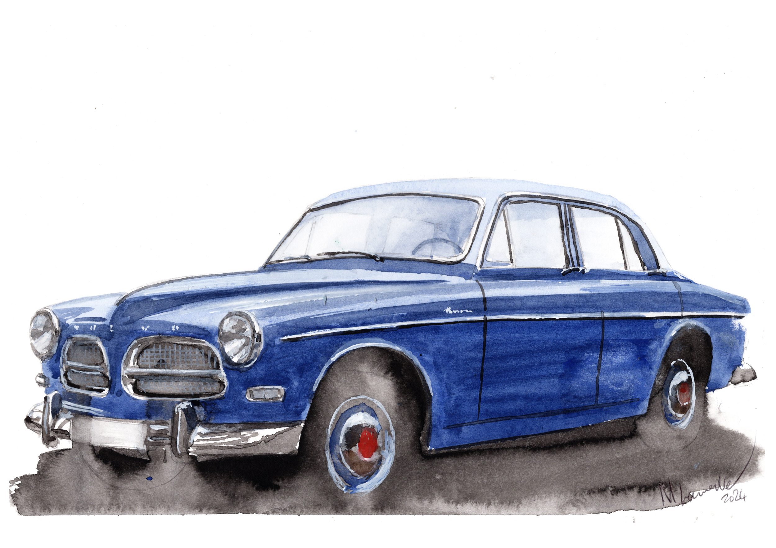 Volvo Amazon Print. Volvo Amazon Poster. Gifts For Him. Hand Painted Art. birthday gift