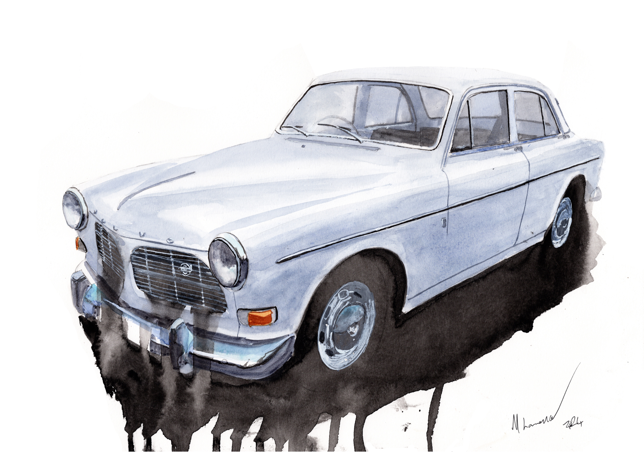 Volvo Amazon Print. Volvo Amazon Poster. Gifts For Him. Hand Painted Art. birthday gift