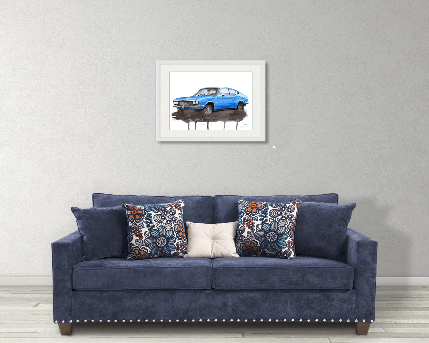 Audi 100 Coupe Print. Audi 100 Coupe Poster. Gifts For Him. Hand Painted Art. birthday gift