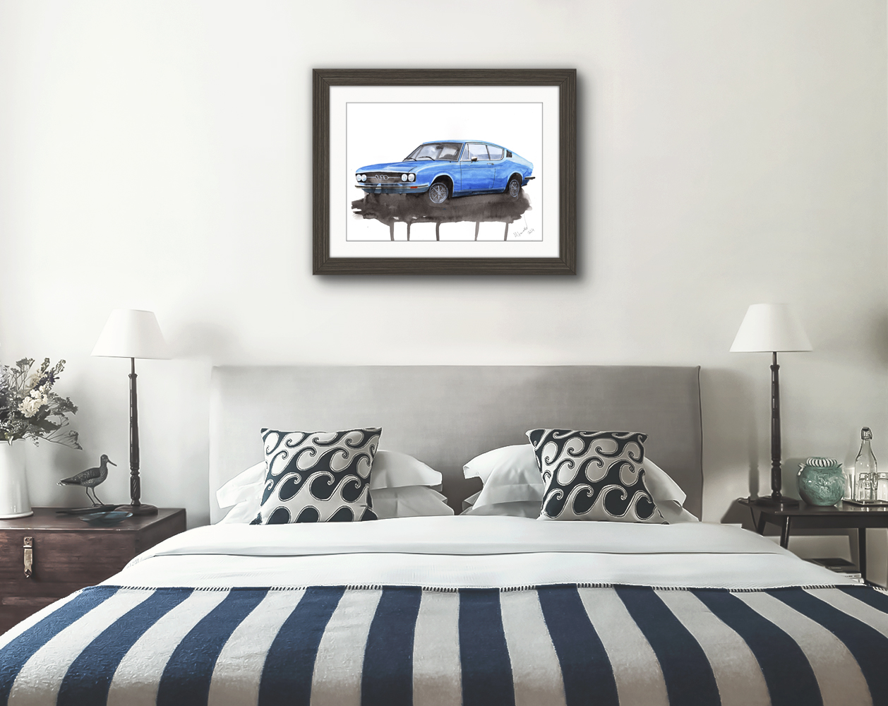 Audi 100 Coupe Print. Audi 100 Coupe Poster. Gifts For Him. Hand Painted Art. birthday gift