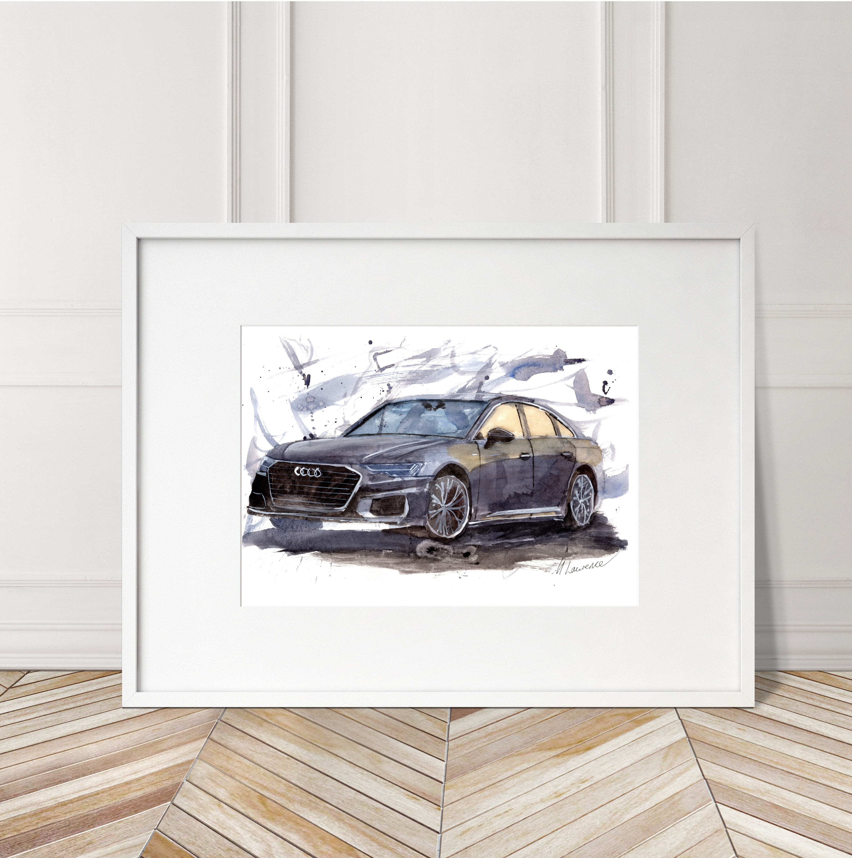 Audi A6 Print. Audi A6 Poster. Gifts For Him. Hand Painted Art. birthday gift