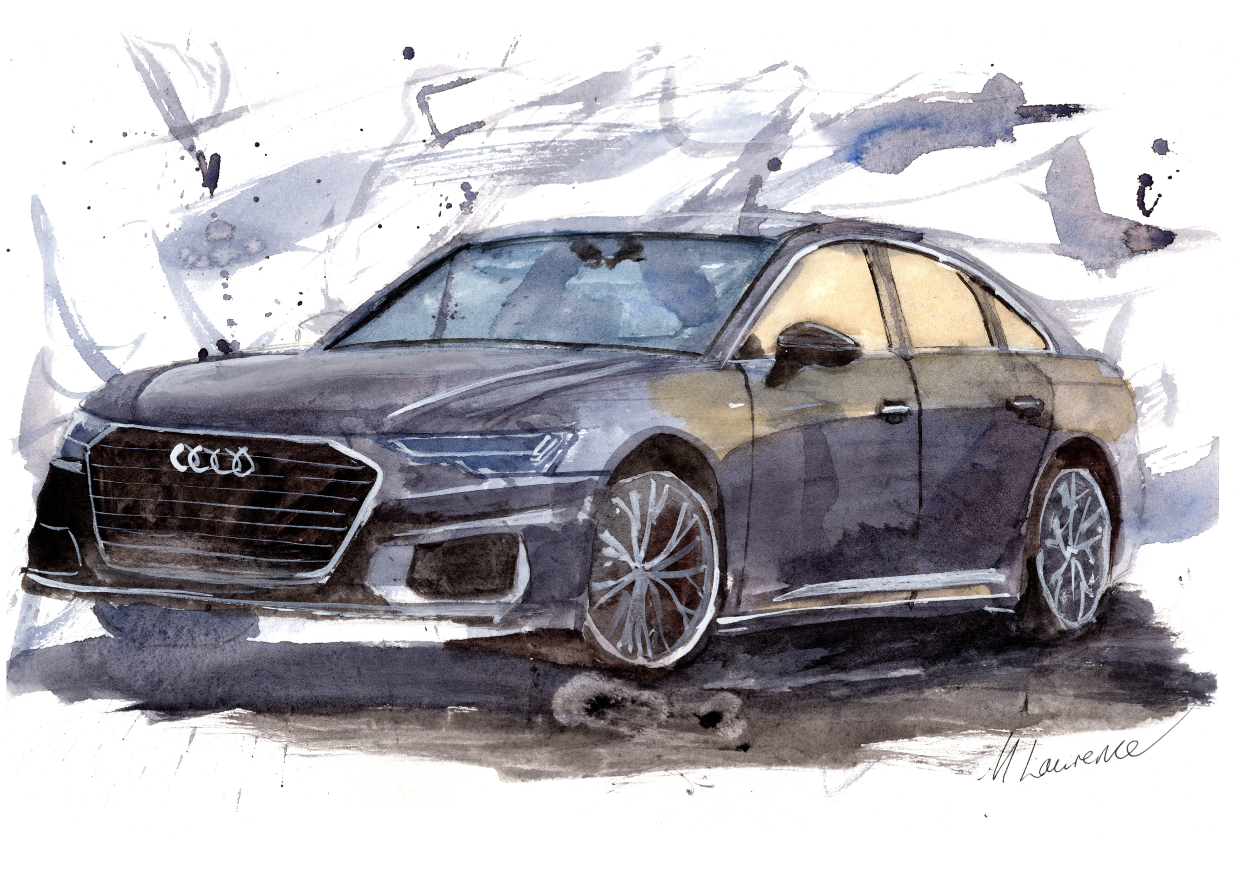 Audi A6 Print. Audi A6 Poster. Gifts For Him. Hand Painted Art. birthday gift