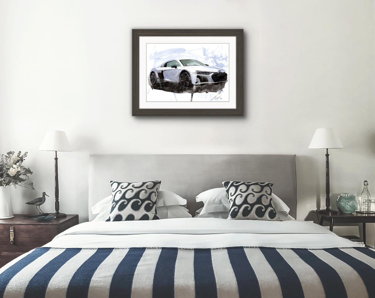 Audi R8 Print. Audi R8 Poster. Gifts For Him. Hand Painted Art. birthday gift