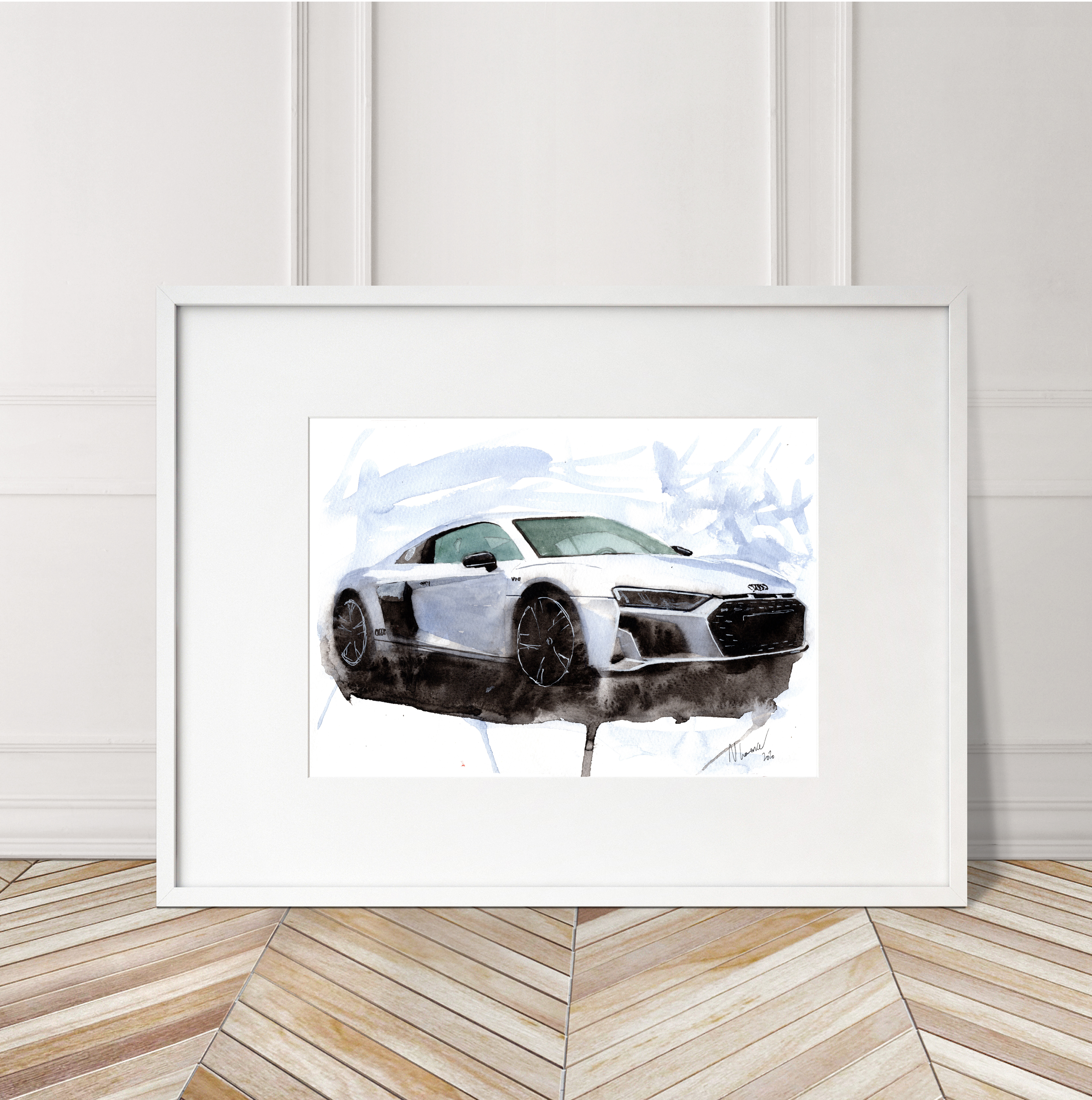 Audi R8 Print. Audi R8 Poster. Gifts For Him. Hand Painted Art. birthday gift