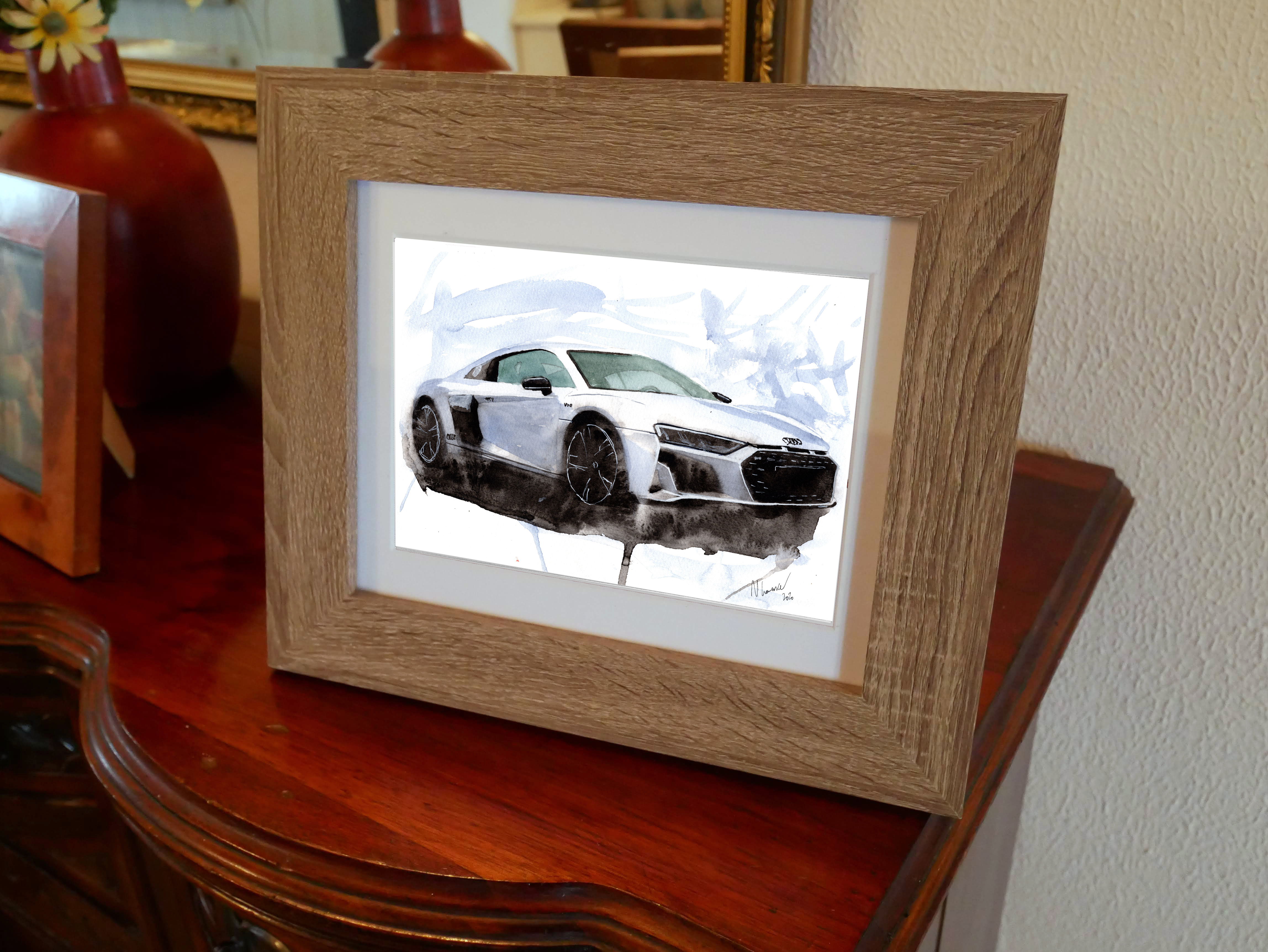 Audi R8 Print. Audi R8 Poster. Gifts For Him. Hand Painted Art. birthday gift
