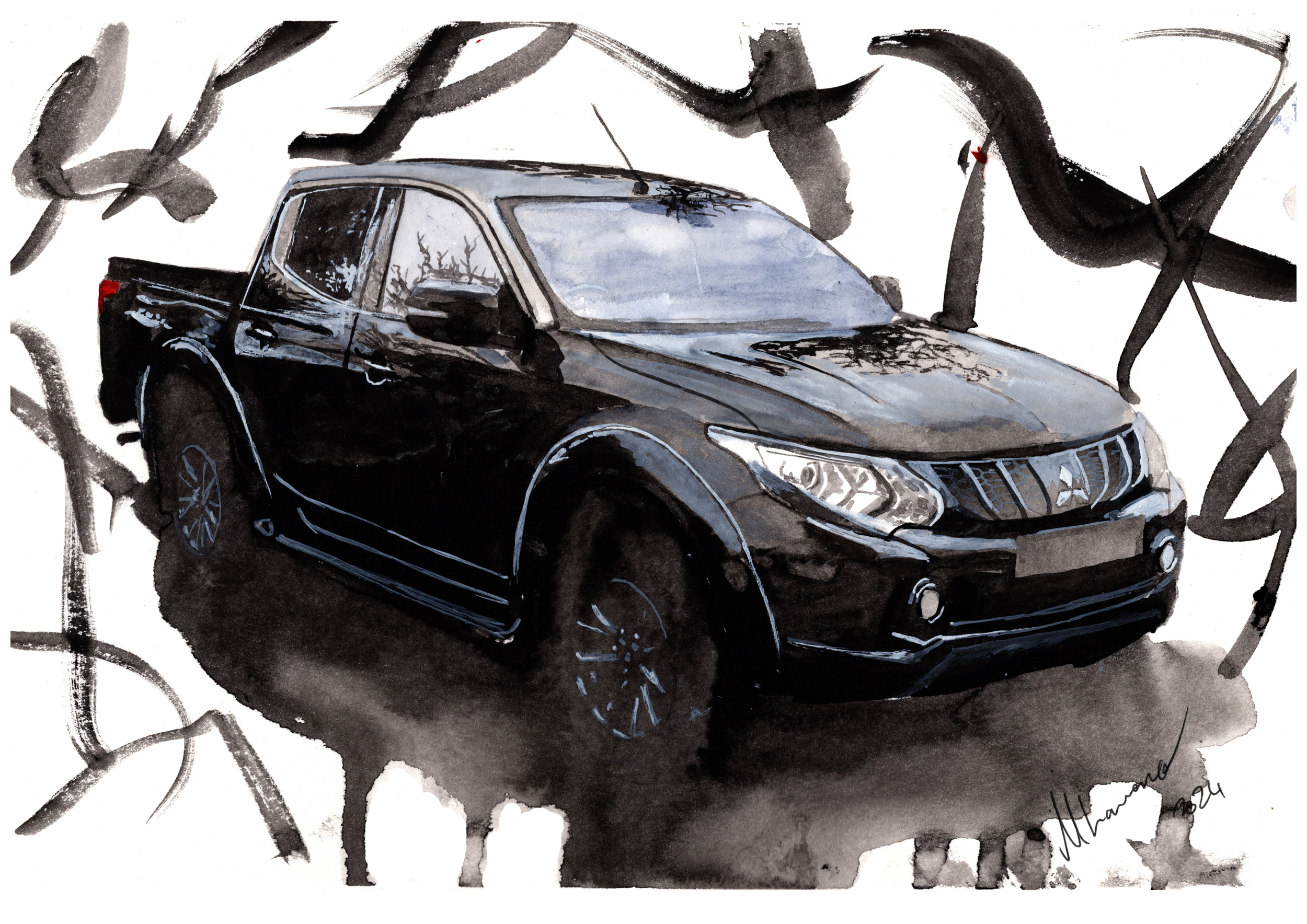 Mitsubishi L200 Barbarian Print. Mitsubishi L200 Barbarian Poster. Gifts For Him. Hand Painted Art. birthday gift