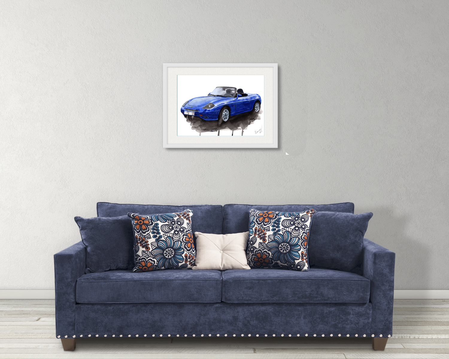 Fiat Barchetta Print. Fiat Barchetta Poster. Gifts For Him. Hand Painted Art. birthday gift