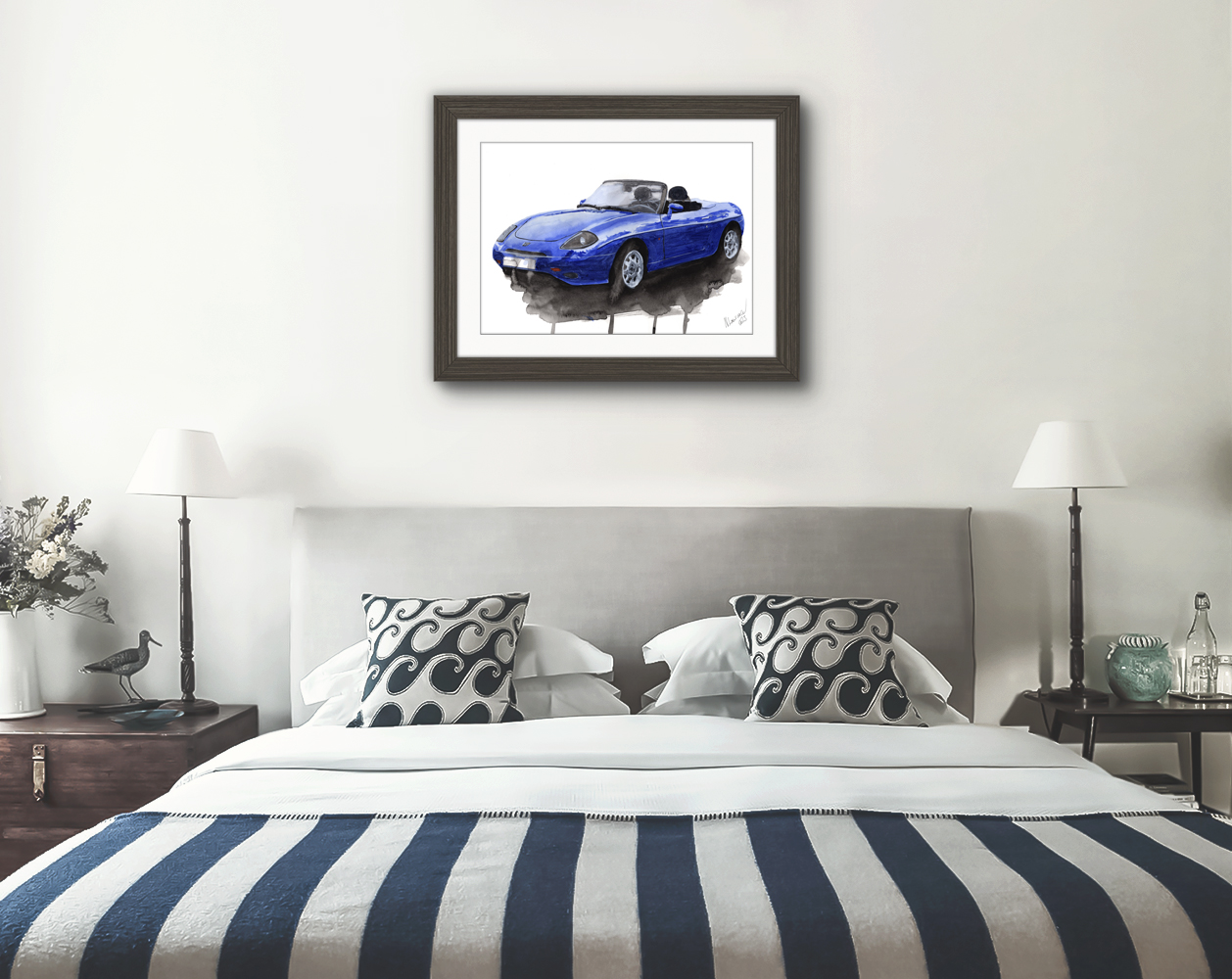 Fiat Barchetta Print. Fiat Barchetta Poster. Gifts For Him. Hand Painted Art. birthday gift