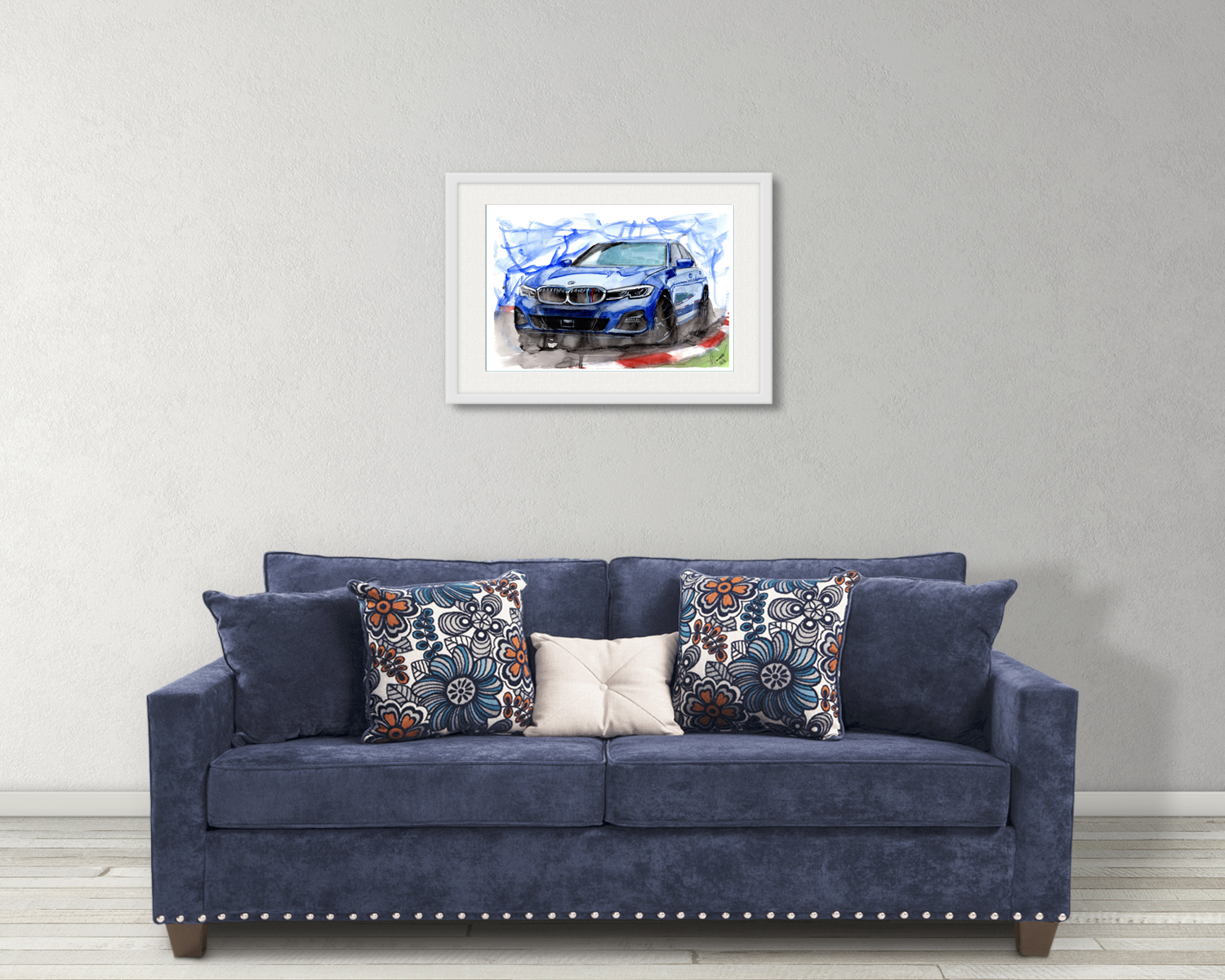 BMW 330i Print. BMW 330i Poster. Gifts For Him. Hand Painted Art. birthday gift