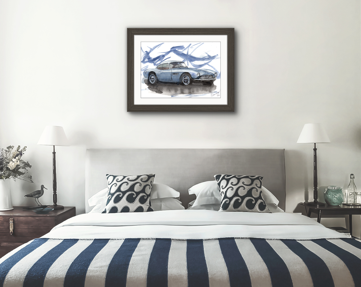 BMW 507i Print. BMW 507 Poster. Gifts For Him. Hand Painted Art. birthday gift