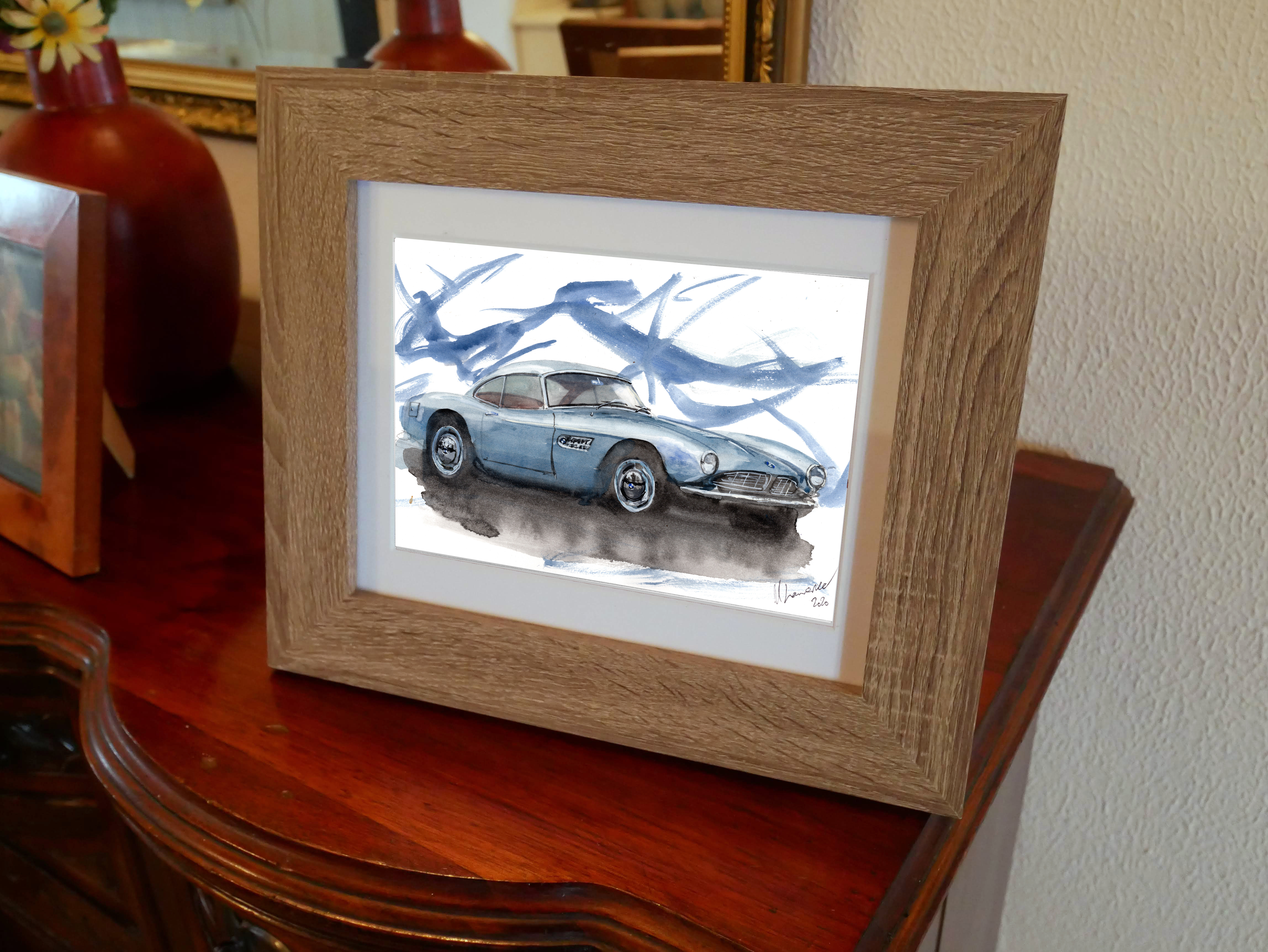 BMW 507i Print. BMW 507 Poster. Gifts For Him. Hand Painted Art. birthday gift