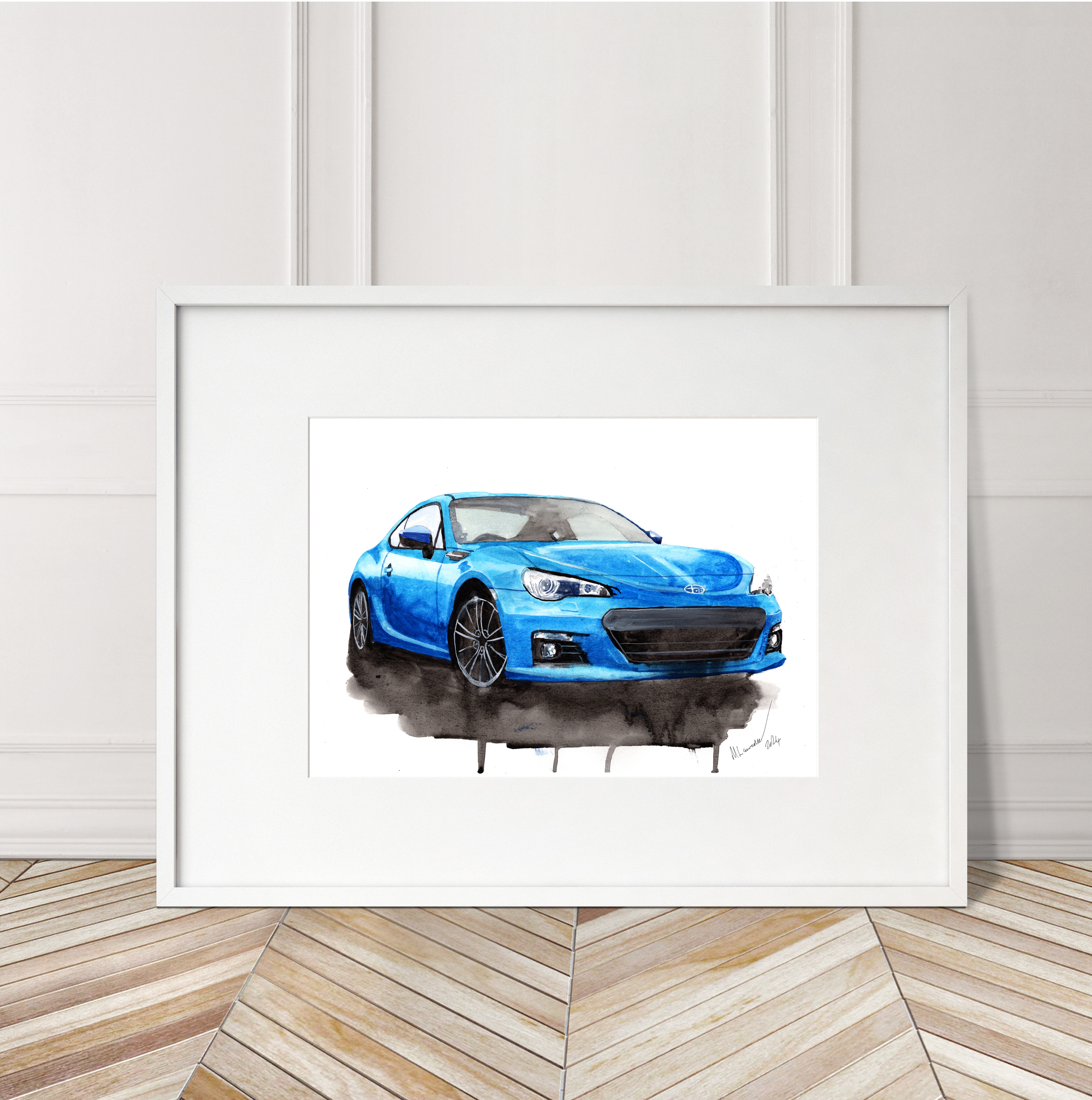 Subaru BRZ Print. Subaru BRZ Poster. Gifts For Him. Hand Painted Art. birthday gift