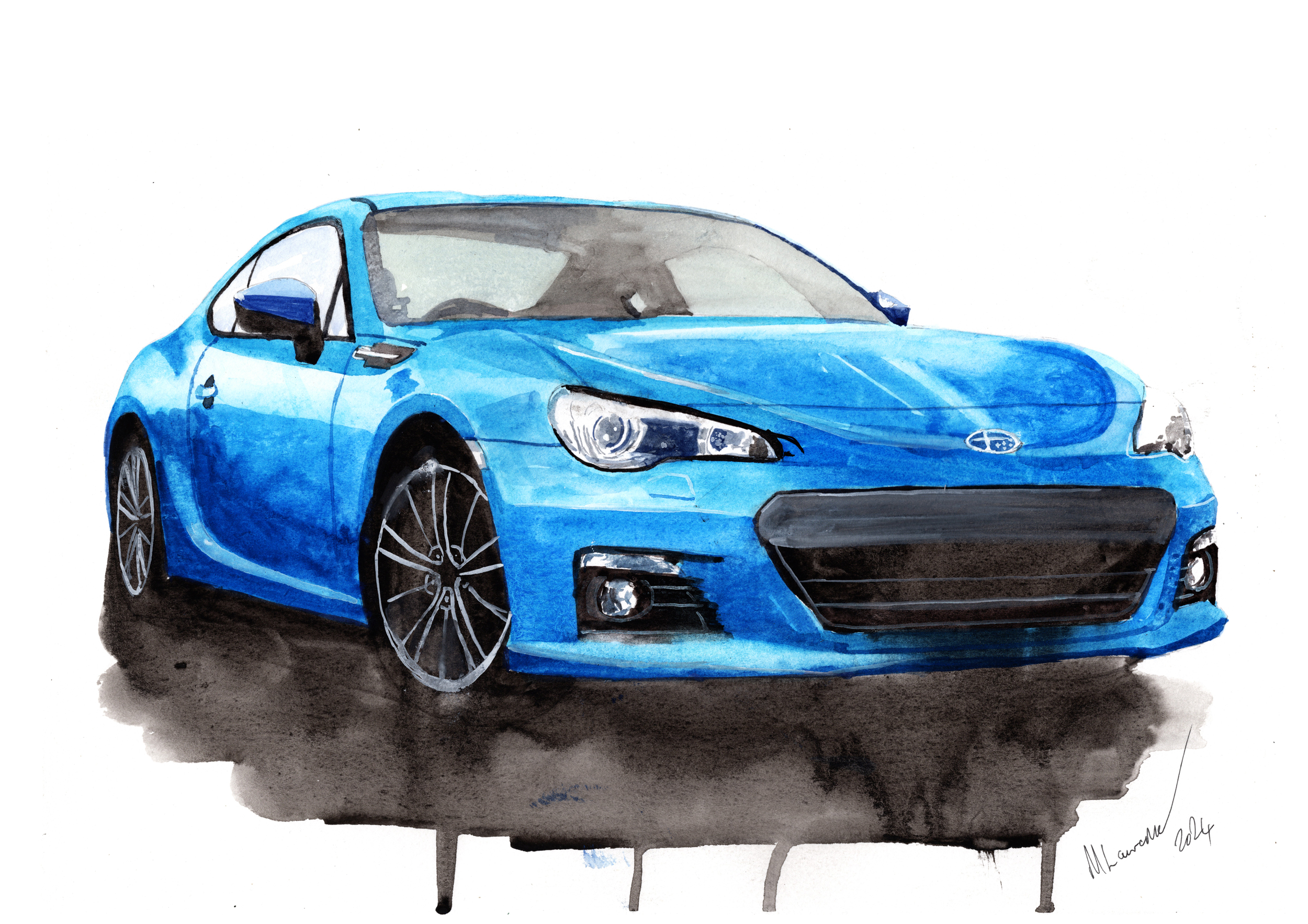 Subaru BRZ Print. Subaru BRZ Poster. Gifts For Him. Hand Painted Art. birthday gift