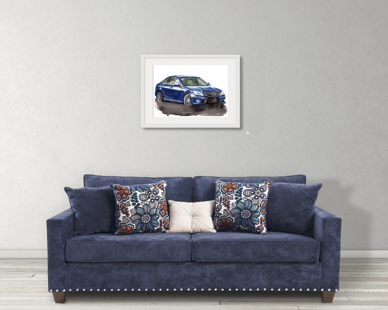 Mercedes C63 Print. Mercedes C63 Poster. Gifts For Him. Hand Painted Art. birthday gift