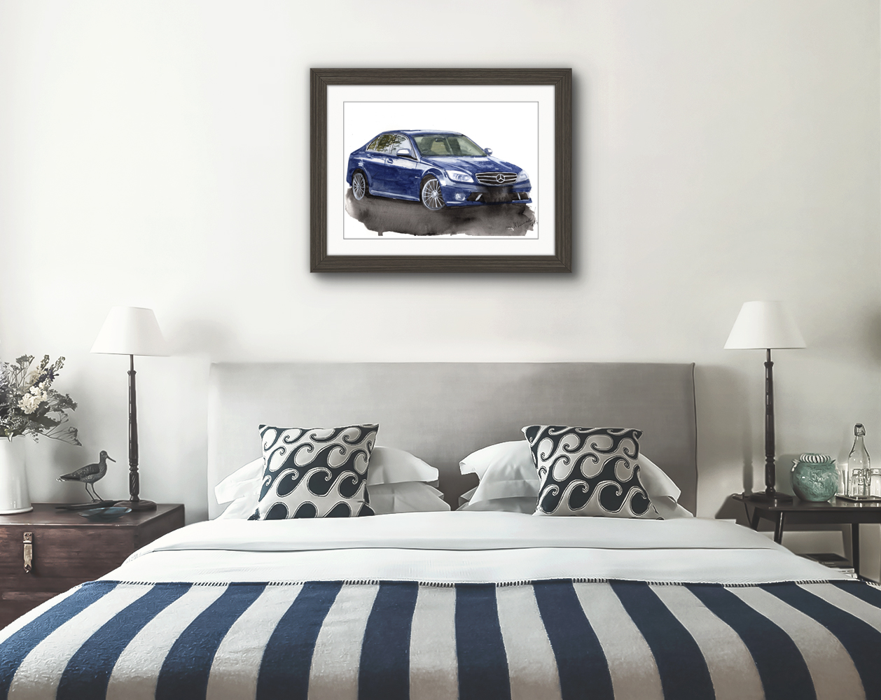 Mercedes C63 Print. Mercedes C63 Poster. Gifts For Him. Hand Painted Art. birthday gift