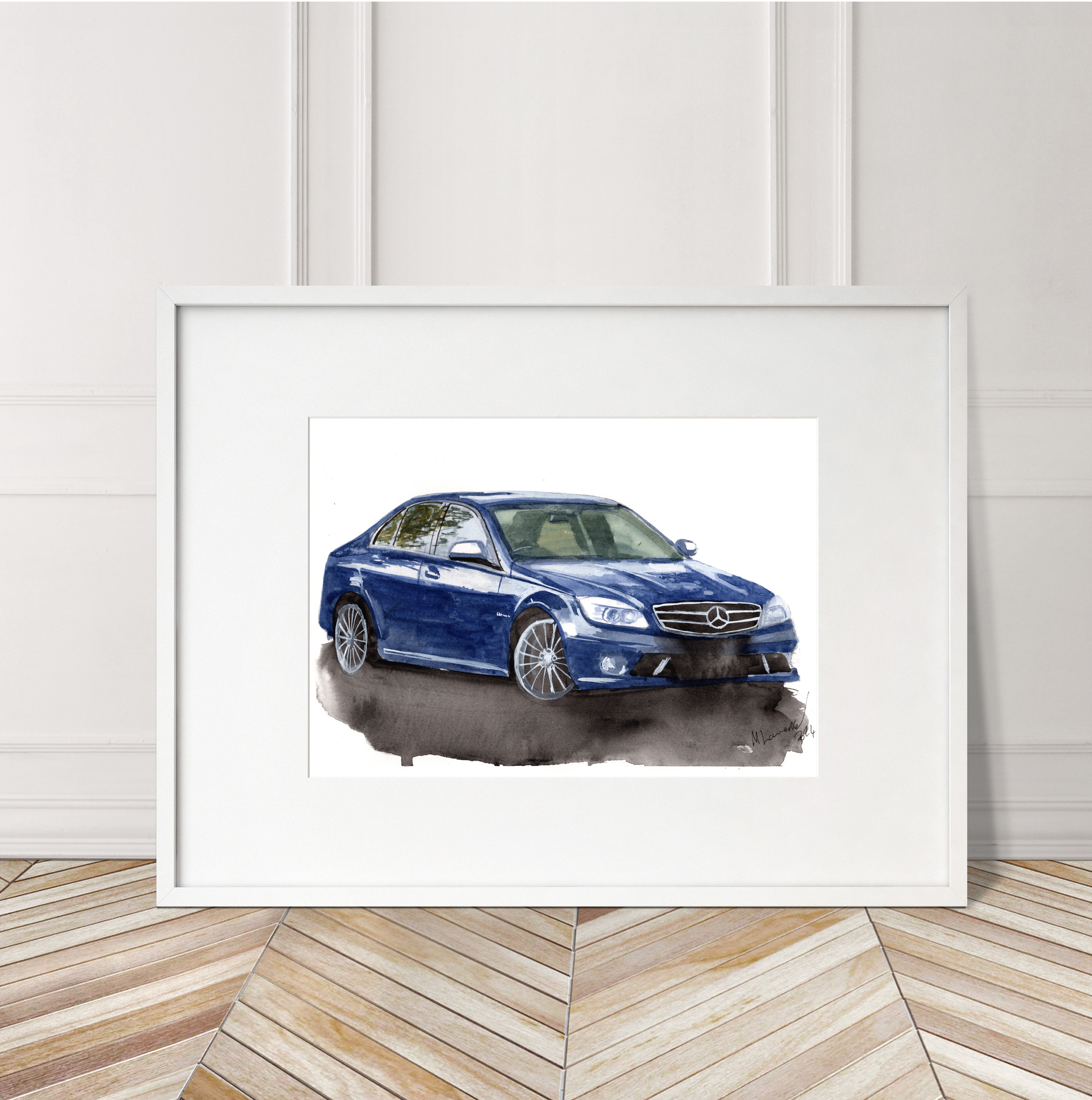 Mercedes C63 Print. Mercedes C63 Poster. Gifts For Him. Hand Painted Art. birthday gift