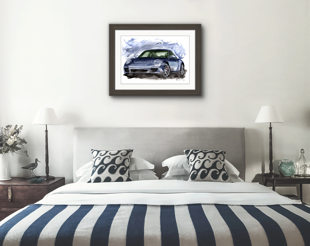 Porsche 911 Carrera Print. Porsche 911 Carrera Poster. Gifts For Him. Hand Painted Art. birthday gift