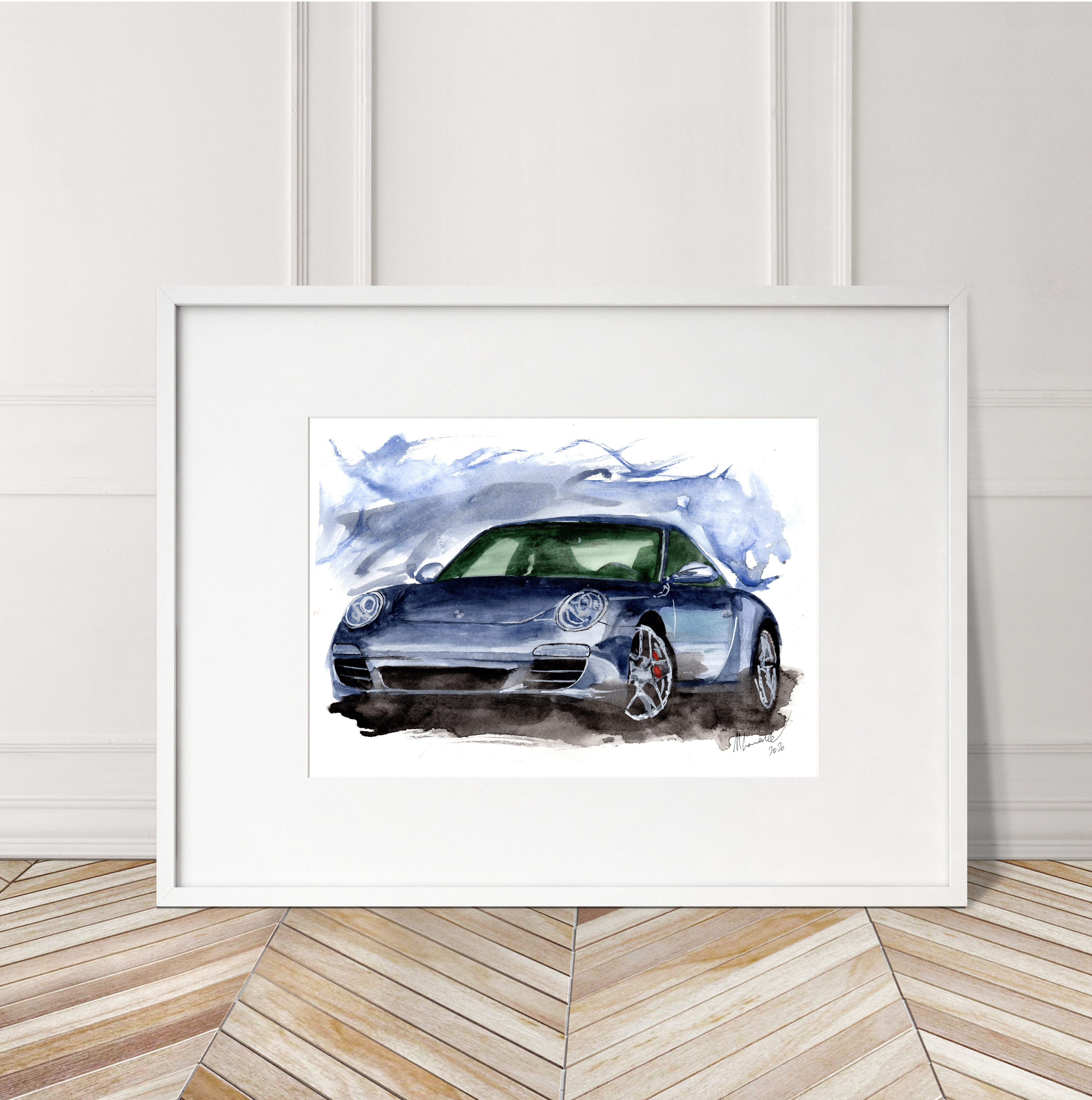 Porsche 911 Carrera Print. Porsche 911 Carrera Poster. Gifts For Him. Hand Painted Art. birthday gift